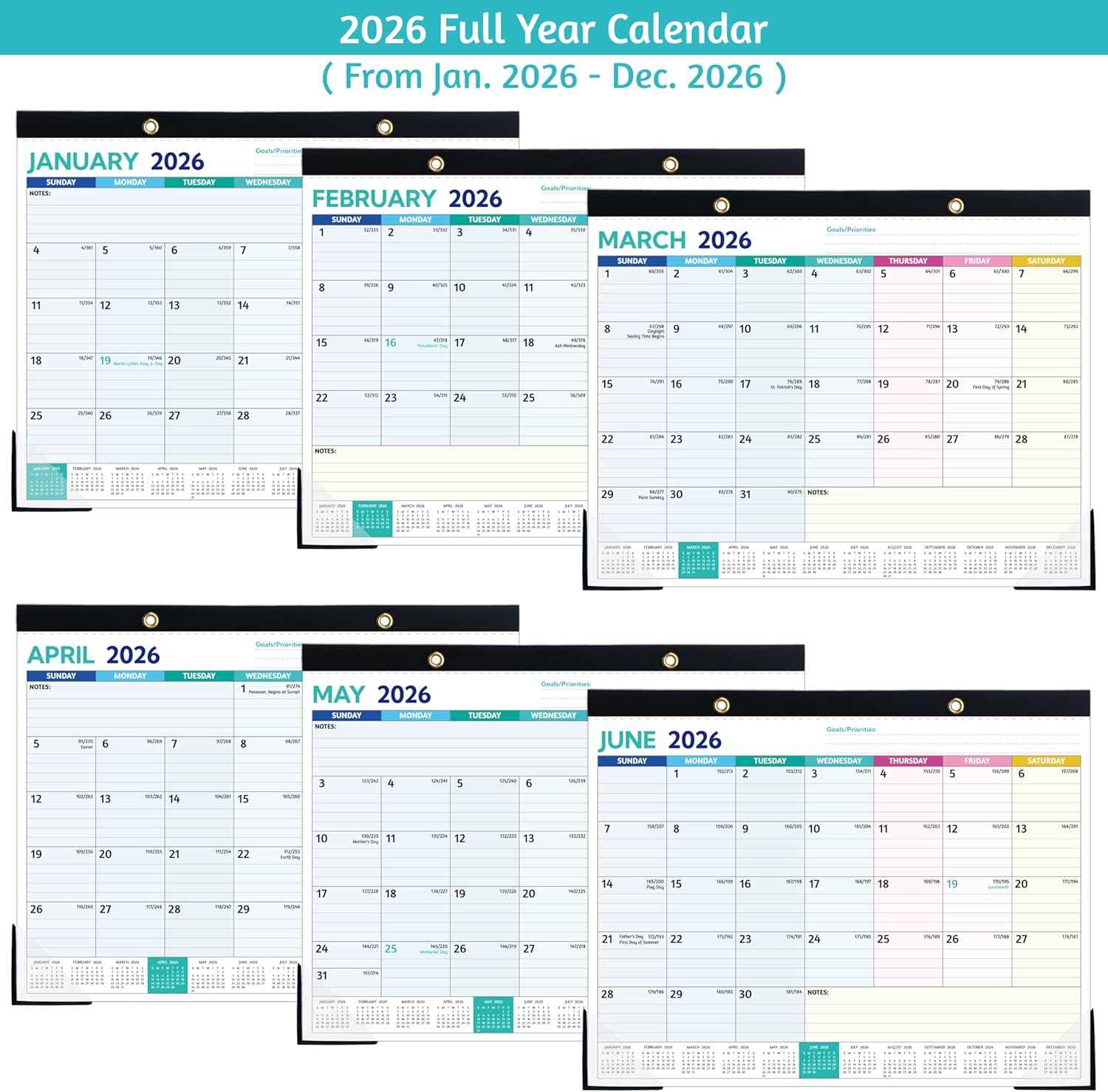 2026 Desk Calendar – Jan 2026 – Dec 2026, 12 Monthly Calendar, Large Desk Calendar 2026, 14.6’’ x 11.5’’, Best Desk/Wall Calendar with To-do Lists, Desk Pad, Ruled Blocks, Corner Protectors
