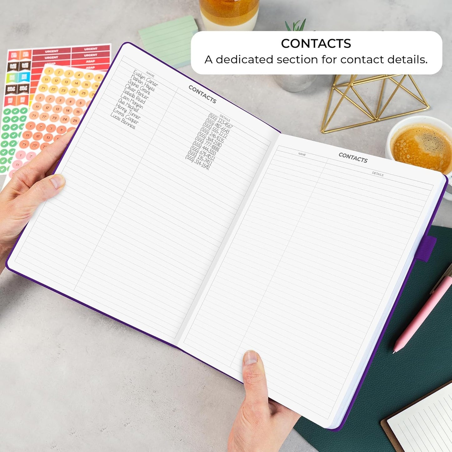 Clever Fox Appointment Book – Hourly Schedule Planner with 15-Minute Increments – Time Box Planner for Daily Work & To-Dos – Weekly & Monthly Spreads, Undated, Hardcover, 8.3x11″ (Purple)