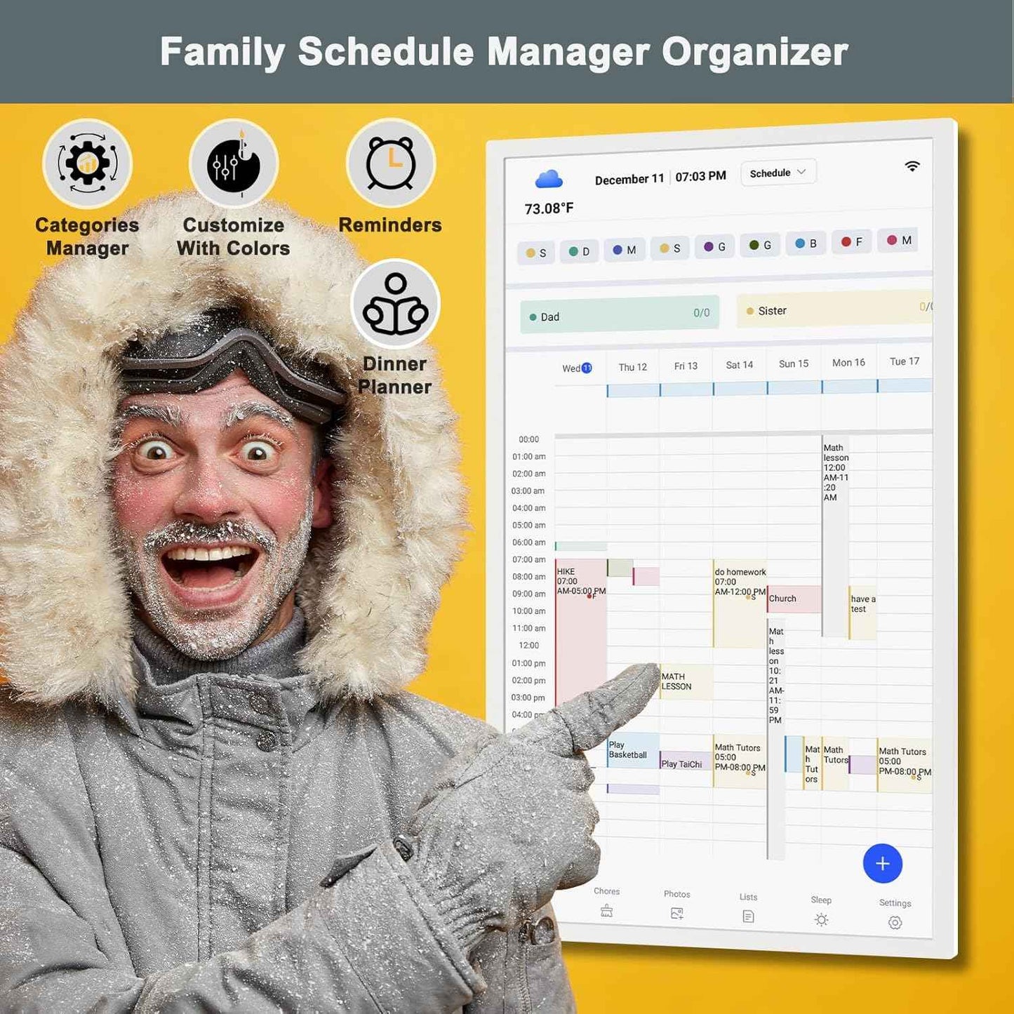 32" Smart Digital Calendar for-Family-Business-Planner - Electronic Calendar for Business Chore Chart, Touchscreen Display for Family Schedules, Auto-Sync Google iCloud Outlook Calendars for Kid Adult