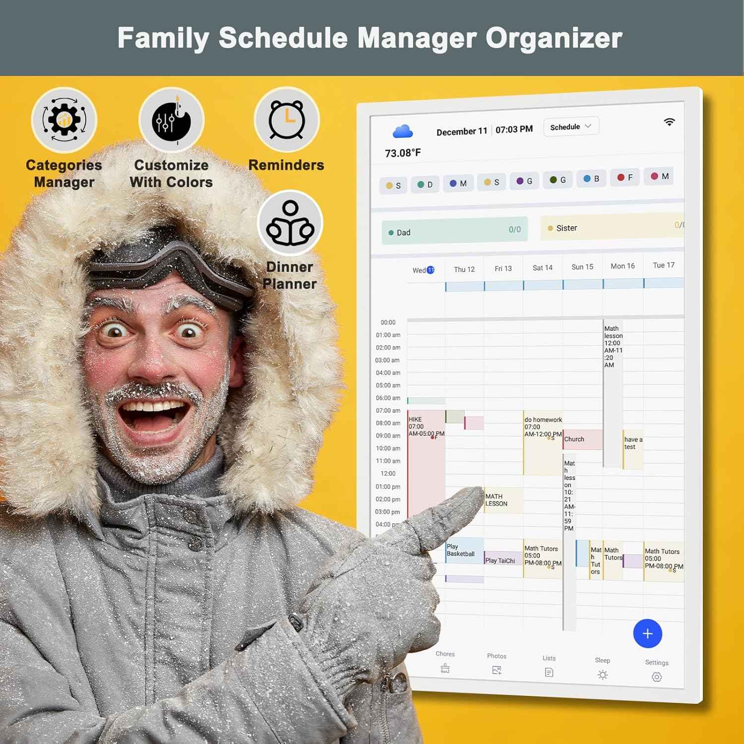 32" Smart Digital Calendar for-Family-Business-Planner - Electronic Calendar for Business Chore Chart, Touchscreen Display for Family Schedules, Auto-Sync Google iCloud Outlook Calendars for Kid Adult
