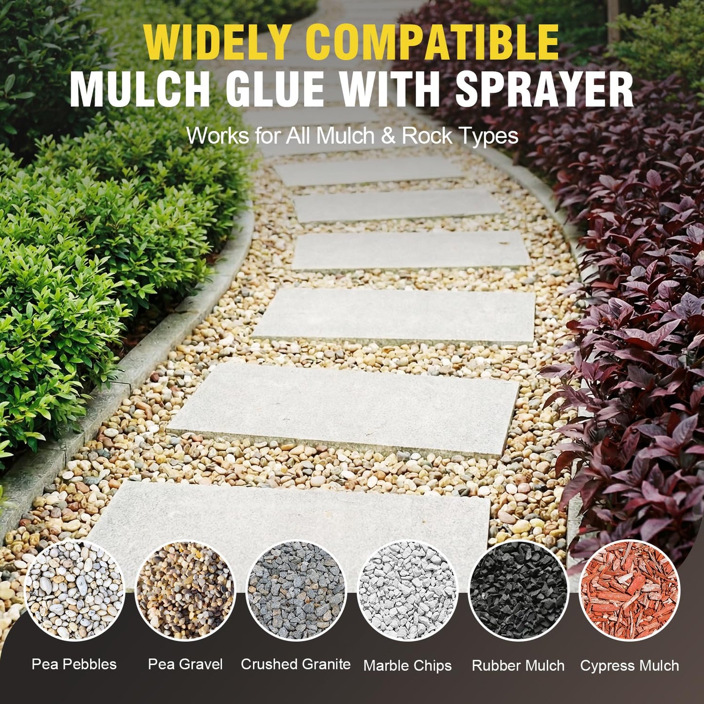 Rock Glue for Landscaping with Sprayer 35oz, Anti-Clog Fast-Dry Mulch Glue, Ready to Use & Non-Toxic Gravel Glue Stone Spray for Pea Gravel, Bark, Small Stones & Garden Beds