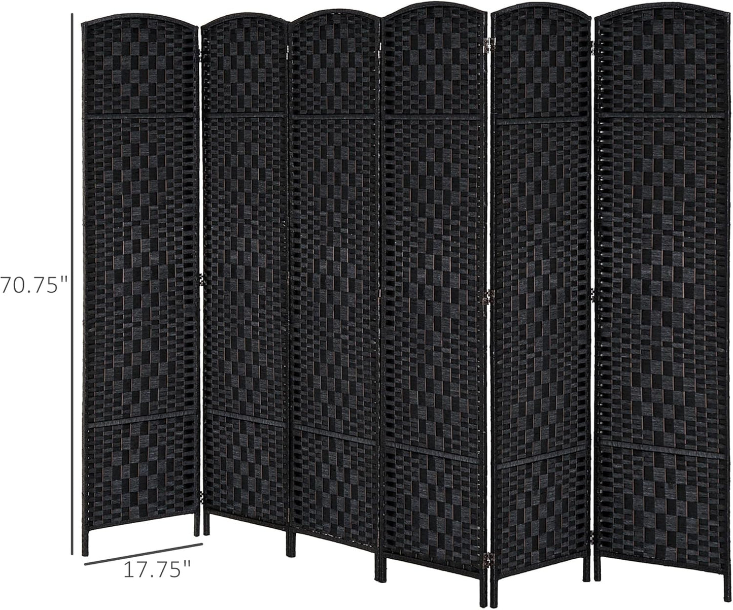 NicBex Room Divider 6 Panel Room Dividers with Wicker Weave Design Partition Room Dividers and Folding Privacy Screens 6 FT Wall Divider for Office, Room Separation,106.25"W x 0.75"D x 70.75"H, Black - Lumora Desk