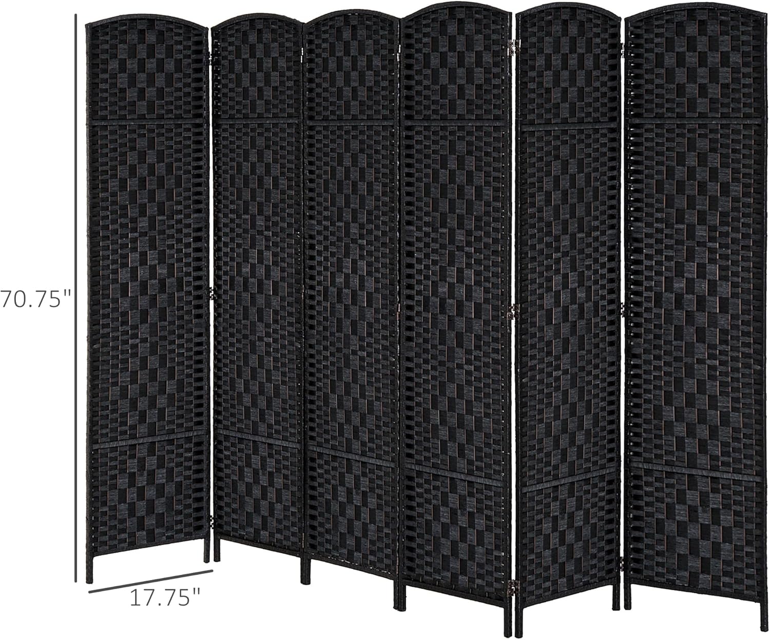 NicBex Room Divider 6 Panel Room Dividers with Wicker Weave Design Partition Room Dividers and Folding Privacy Screens 6 FT Wall Divider for Office, Room Separation,106.25"W x 0.75"D x 70.75"H, Black - Lumora Desk