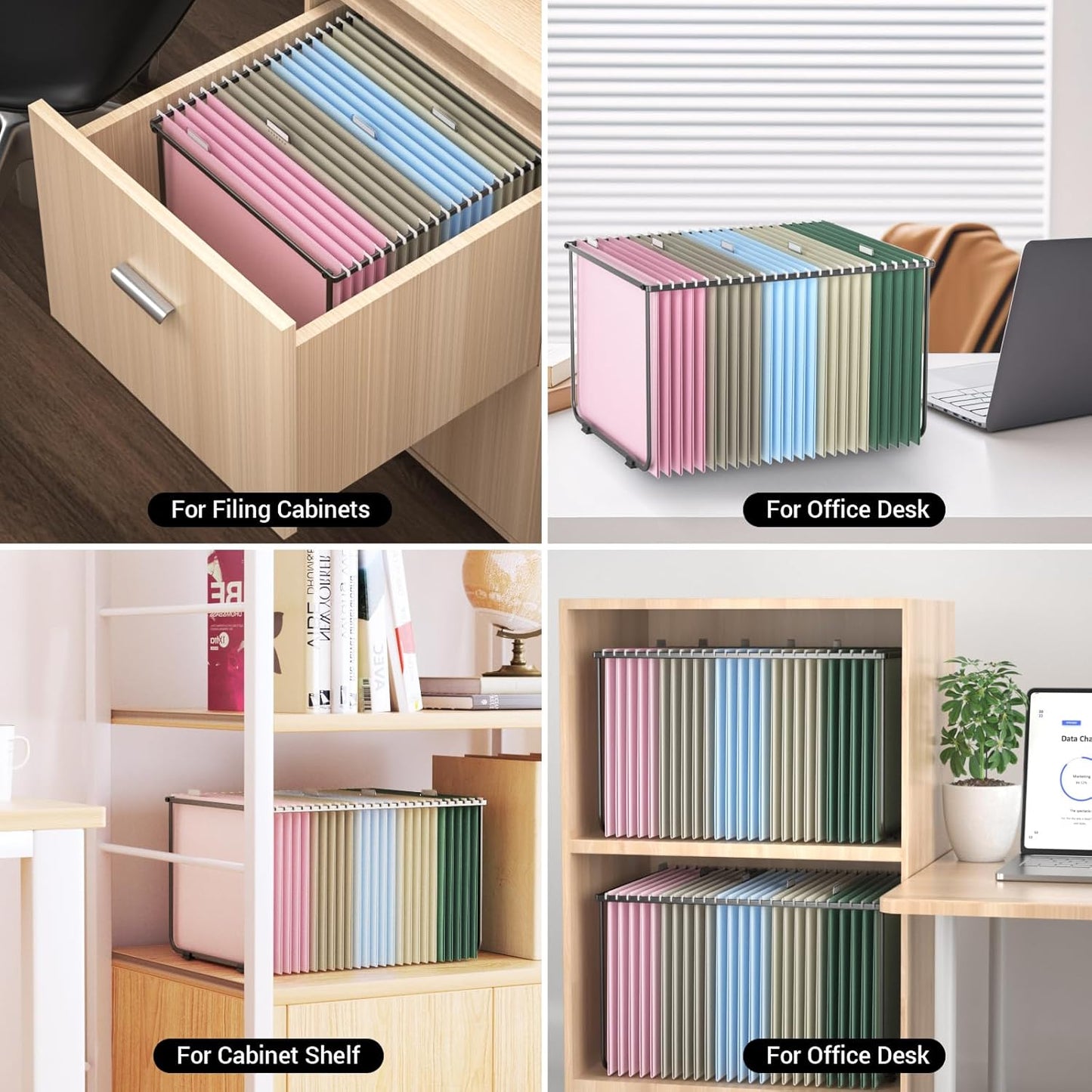 Hanging File Folder Frame 2 Sets, Legal/Letter Size,15.2“W 9.25”H,Hanging Folders Holder for Desktop Organizer and Metal Rail in Filing Cabinet Drawer