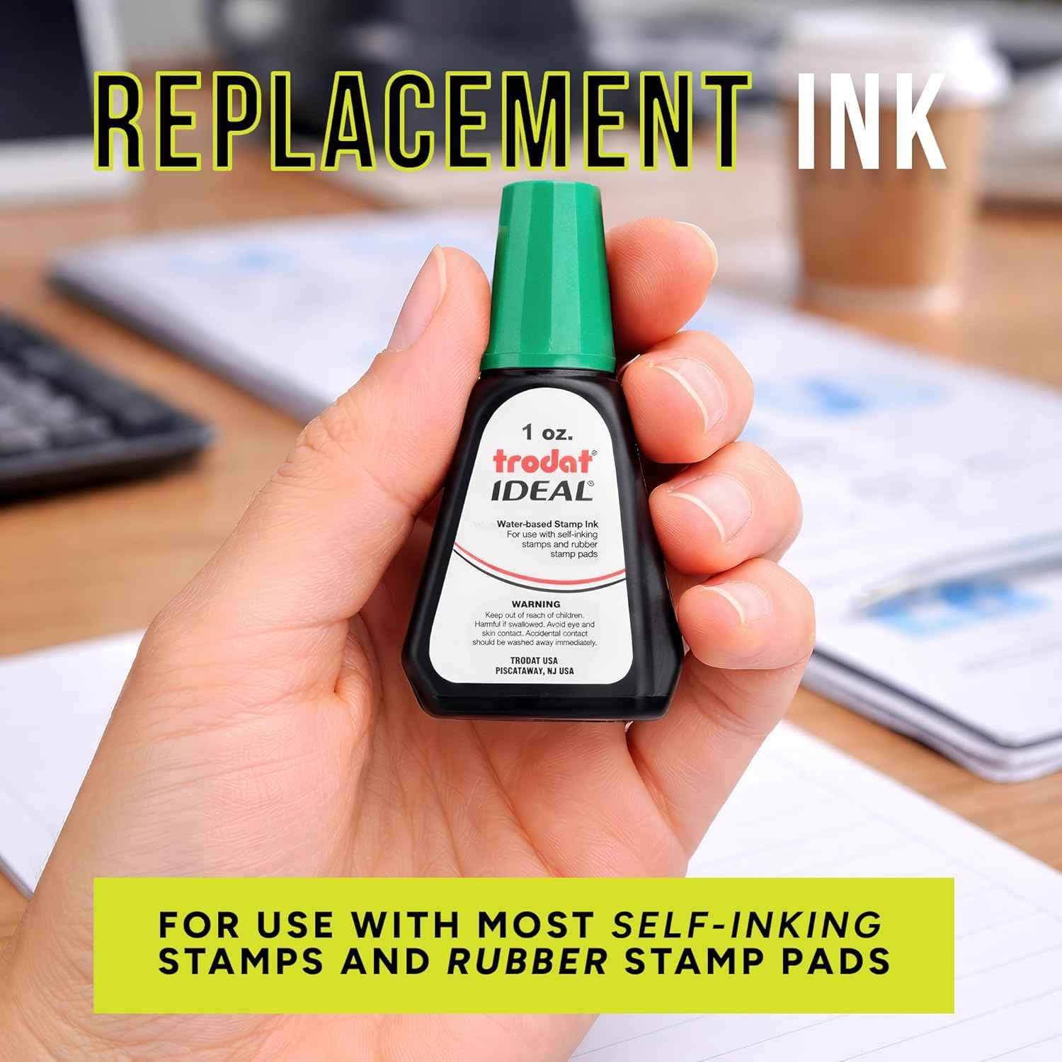Self-Inking Stamp Ink - 1oz Refill Bottle- Green
