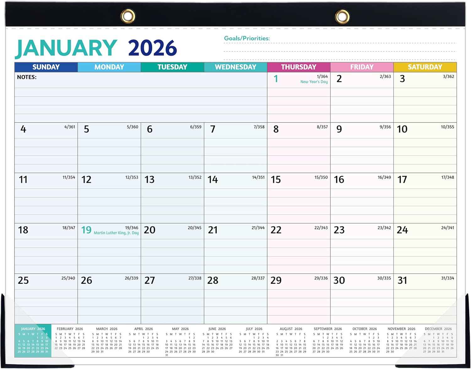 2026 Desk Calendar – Jan 2026 – Dec 2026, 12 Monthly Calendar, Large Desk Calendar 2026, 14.6’’ x 11.5’’, Best Desk/Wall Calendar with To-do Lists, Desk Pad, Ruled Blocks, Corner Protectors