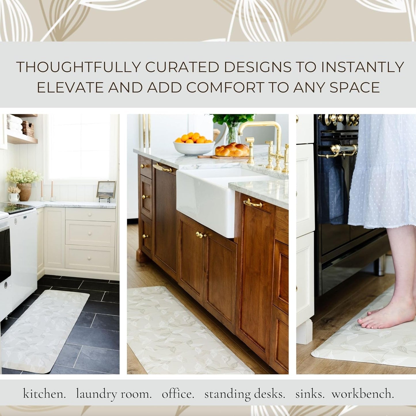 Anti Fatigue Mat by Laurel Lane Co. – Designer Anti Fatigue Mats for Kitchen Floor, Kitchen Mats for Floor, Desk Mat – Cushioned 0.75" Thick – Stain Resistant – Non-Skid Bottom – 20" x 39" - Lumora Desk