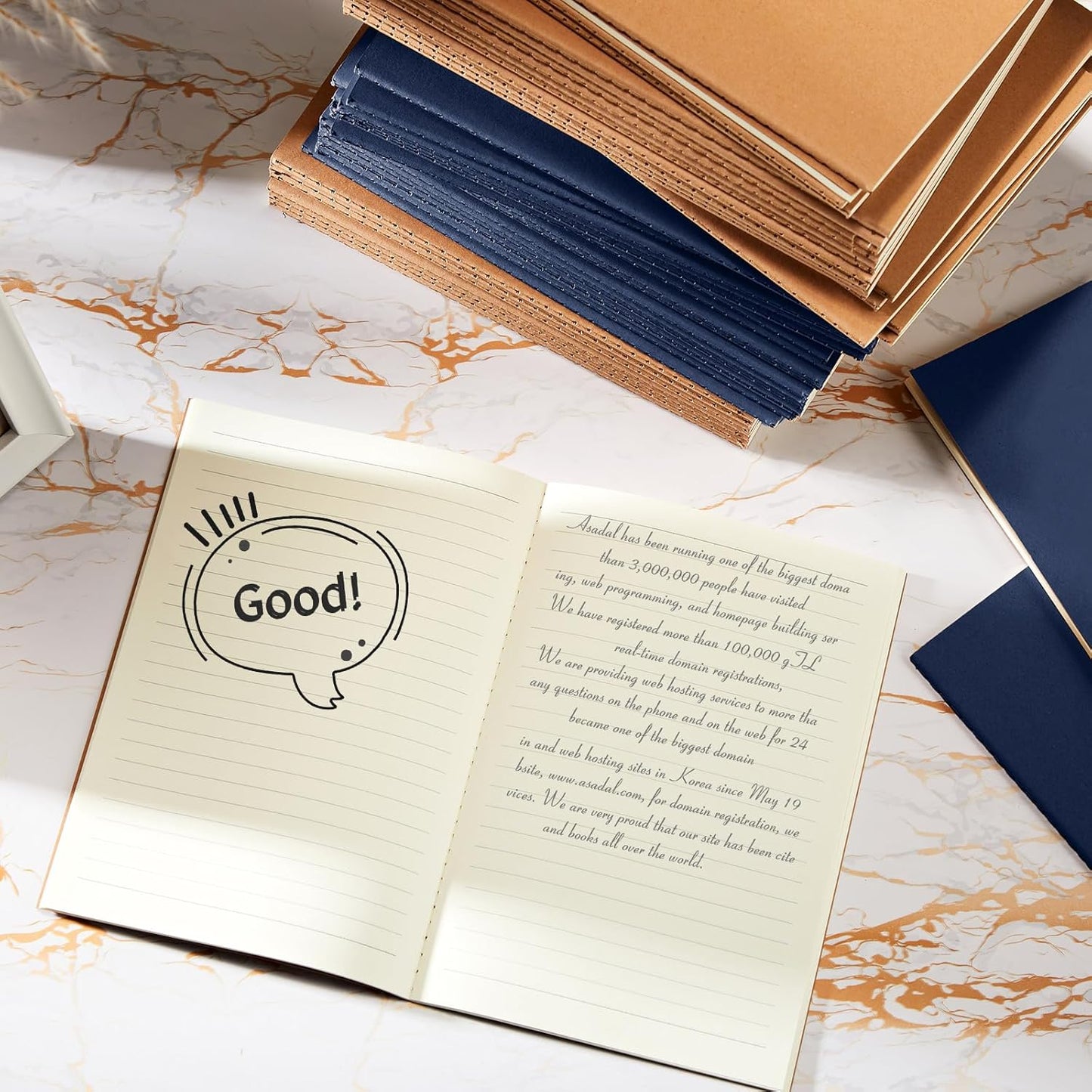 100 Pcs Kraft Notebook Journals 5.5 Inch x 8.3 Inch A5 Softcover Notebooks Bulk for Writing Sketch Office Notepad with 60 Pages 30 Sheets(Brown, Navy,Lined)