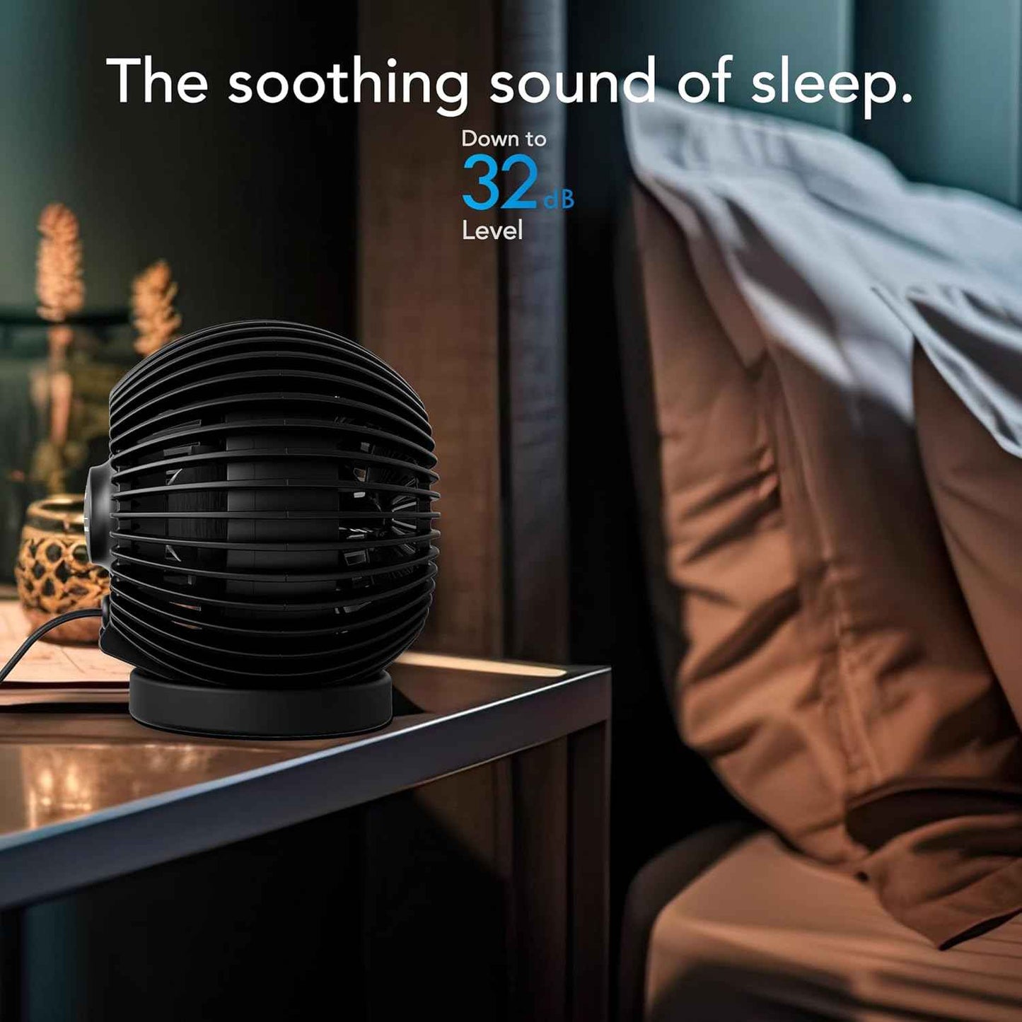 Vornado SPHERE Personal Adjustable Fan, Quiet Operation, Targeted Cooling Airflow, 2 Speed Settings, Manual Control, Detachable Base, Fan for Desktop, Nightstand, and Office, Black