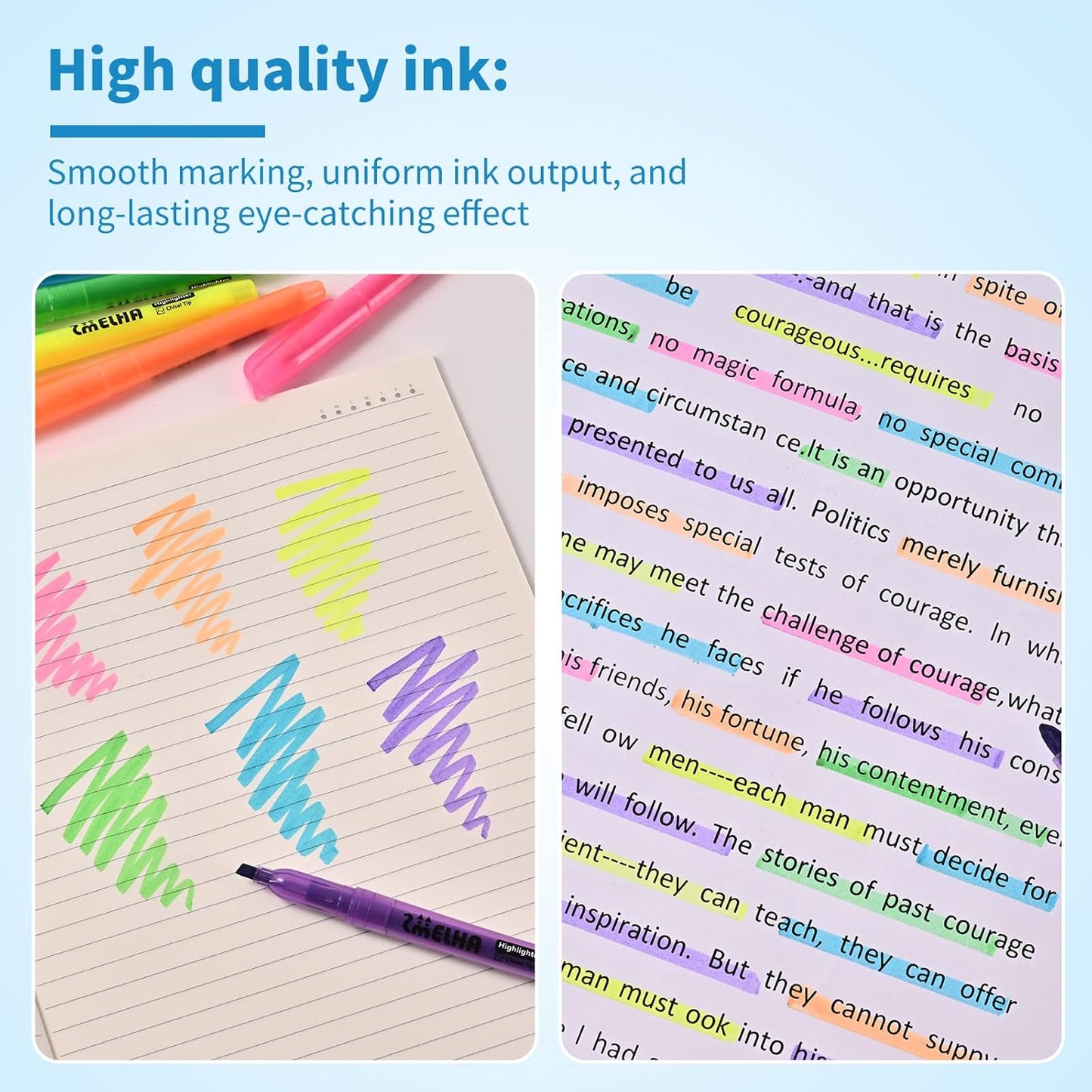 SMELHA Highlighters - 100 Pack Assorted Colors, 6 Colors Bulk, Chisel Tip, Quick Dry, Suitable for Offices, Schools, Home