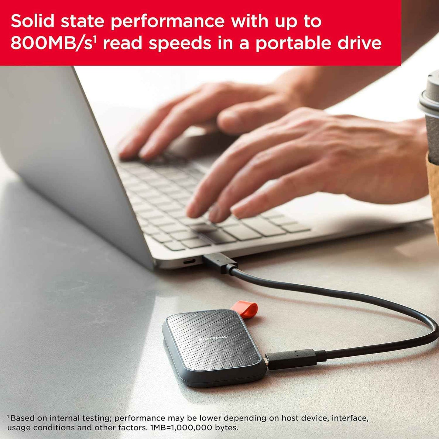SANDISK 2TB Portable SSD - Up to 800MB/s, USB-C, USB 3.2 Gen 2, Updated Firmware - External Solid State Drive - SDSSDE30-2T00-G26