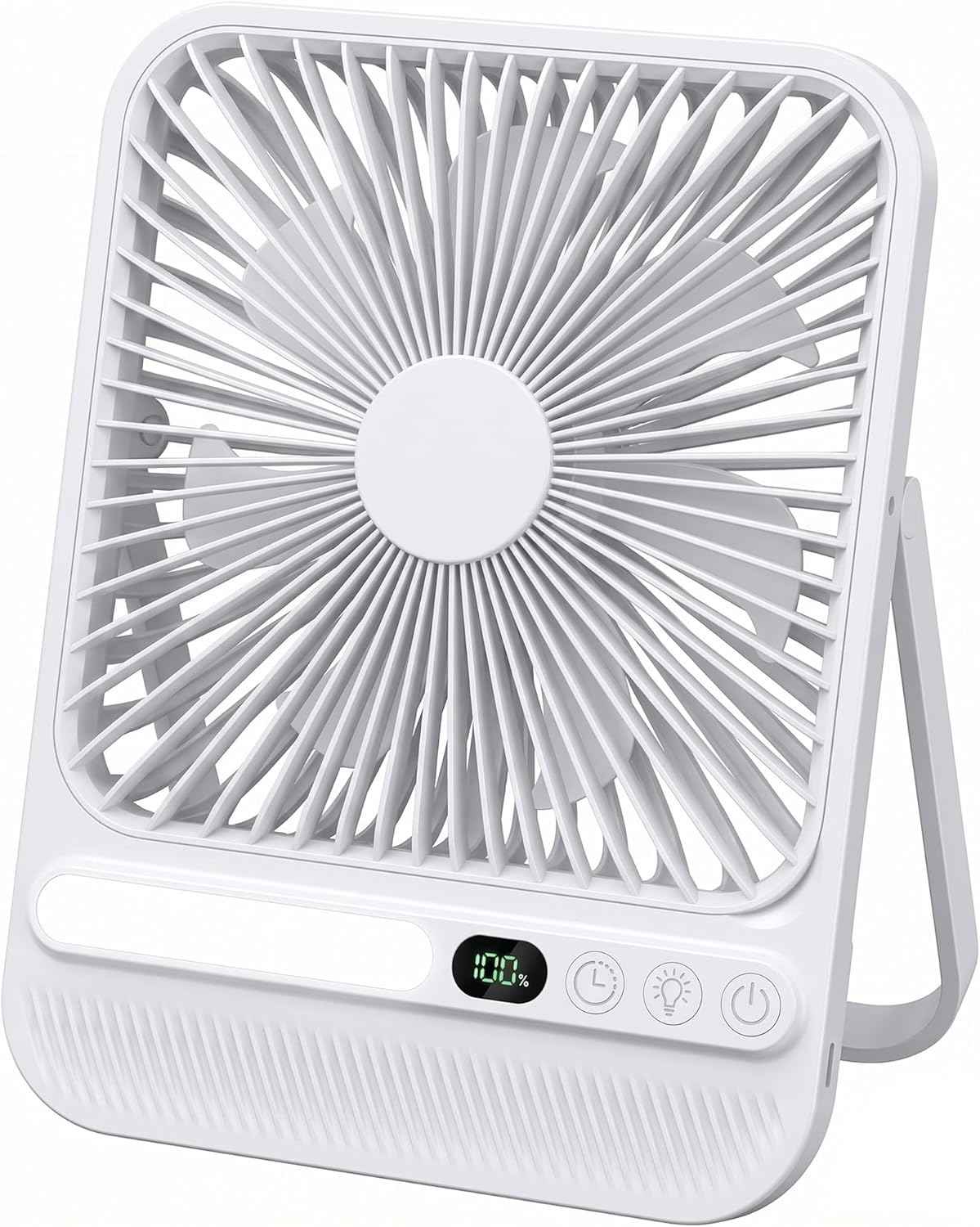 7-Inch Portable Travel Fan, Cruise Ship Approved, 28H 8000mAh Ultra-Thin Quiet Rechargeable Battery Operated Desk Fan with Timer & LED Display for Bedroom, Office, Camping