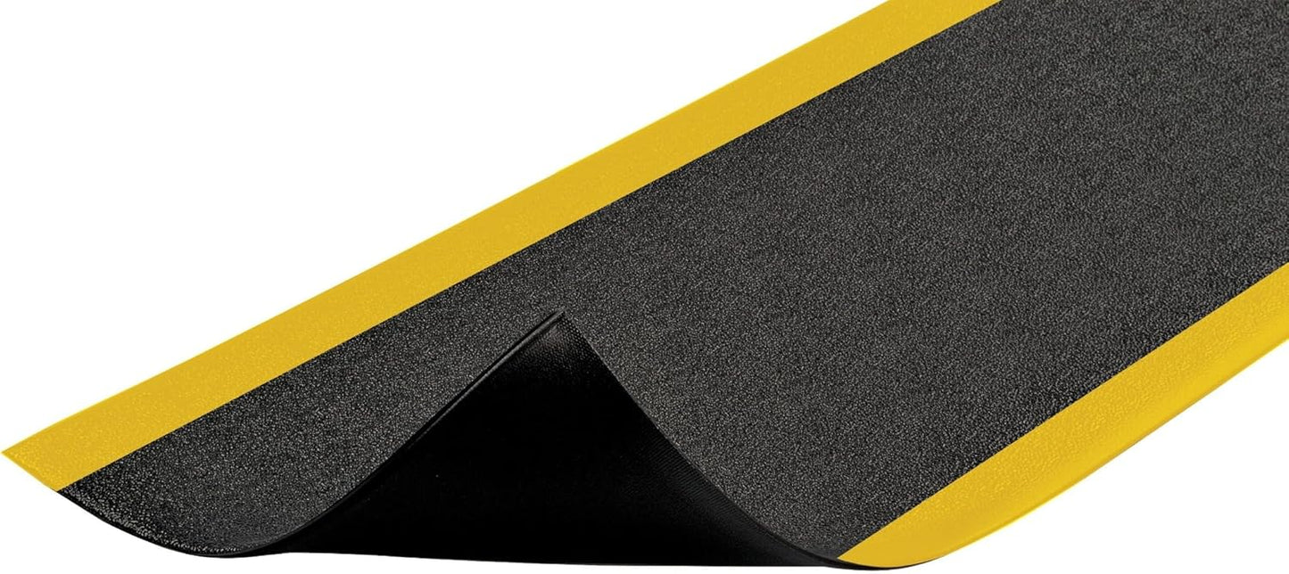 Notrax 411 Sof-Tred™ 3' x 5' x 3/8" Anti Fatigue Mat, Enhanced Slip Resistance with Beveled Edges and Pebbled Surface, Ideal for Industrial and Commercial Workplaces, Black/Yellow, 411S0335BY