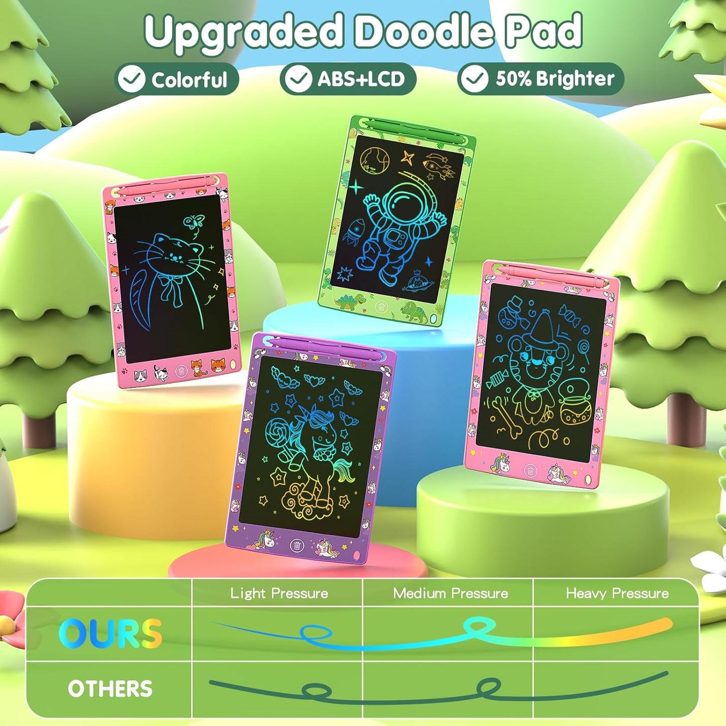 4 Pack LCD Writing Tablet for Kids, 8.5 Inch Colorful Doodle Board Drawing Pad, Party Favor Educational Learning School Prize Birthday Gifts for Boys Girls Age 3 4 5 6 7 8