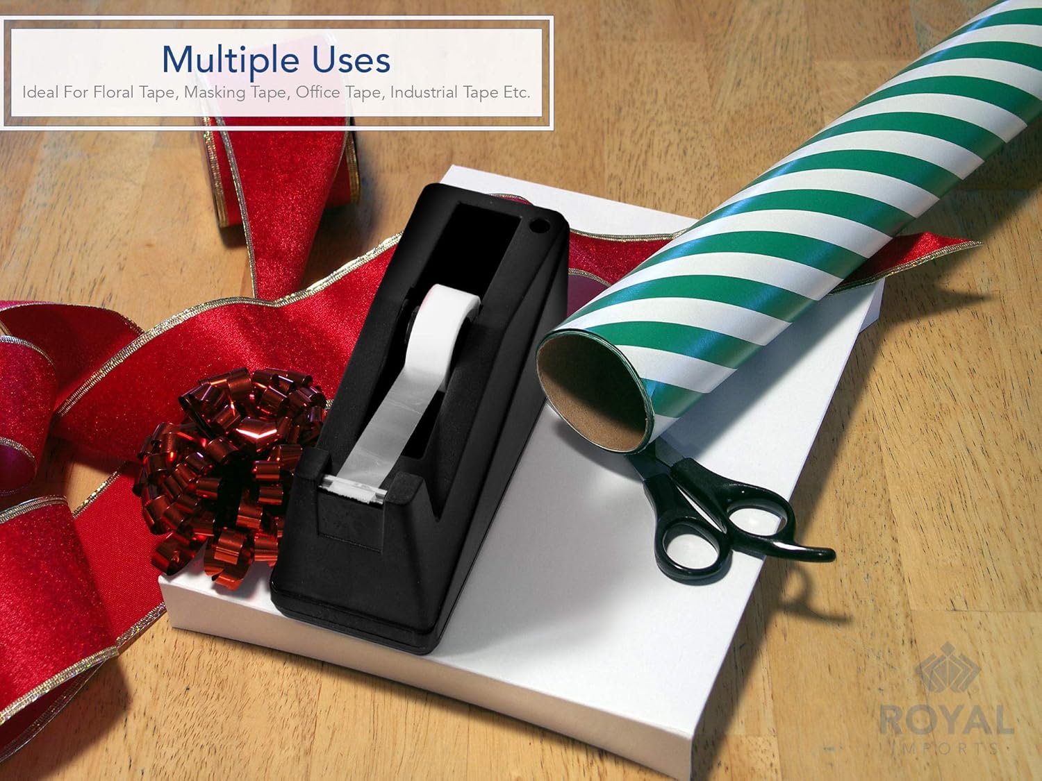 Royal Imports Desktop Tape Dispenser Adhesive Roll Holder (Fits 1" & 3" Core) Heavy Duty Premium for Office, Home, School, Library, Crafts, Moving, Giftwrapping with Weighted Nonskid Base, Red - Lumora Desk