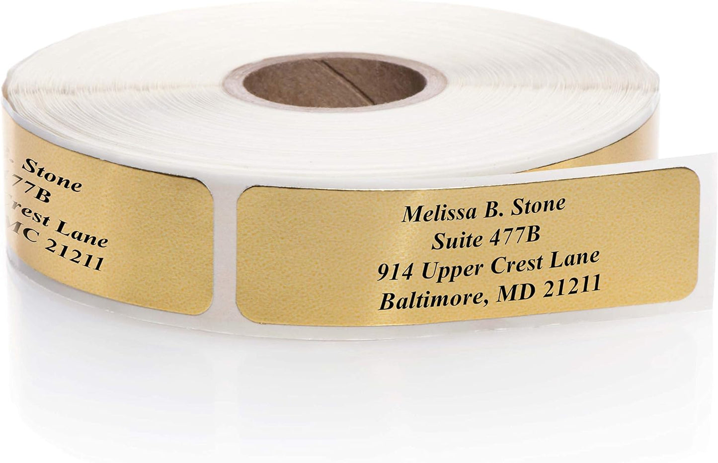 Gold Foil Personalized Return Address Labels Without Dispenser - Roll of 250 Custom Stickers - Lumora Desk