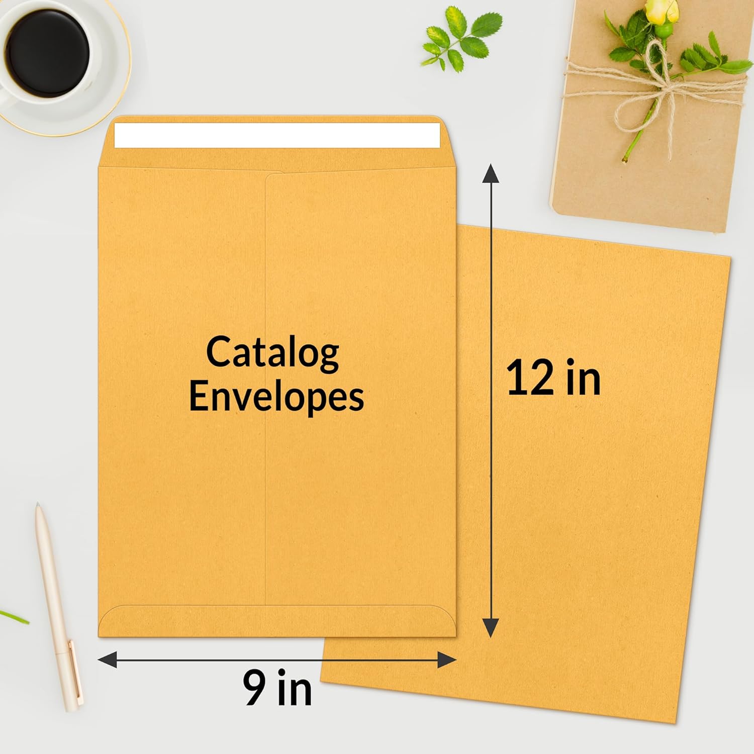 SUNEE 9x12 Envelopes Self-Seal Catalog Mailing Envelopes -250 Count, Ultra Strong Quick-Seal, 9x12 inch Brown Kraft Manila Envelopes Security Envelopes - Lumora Desk