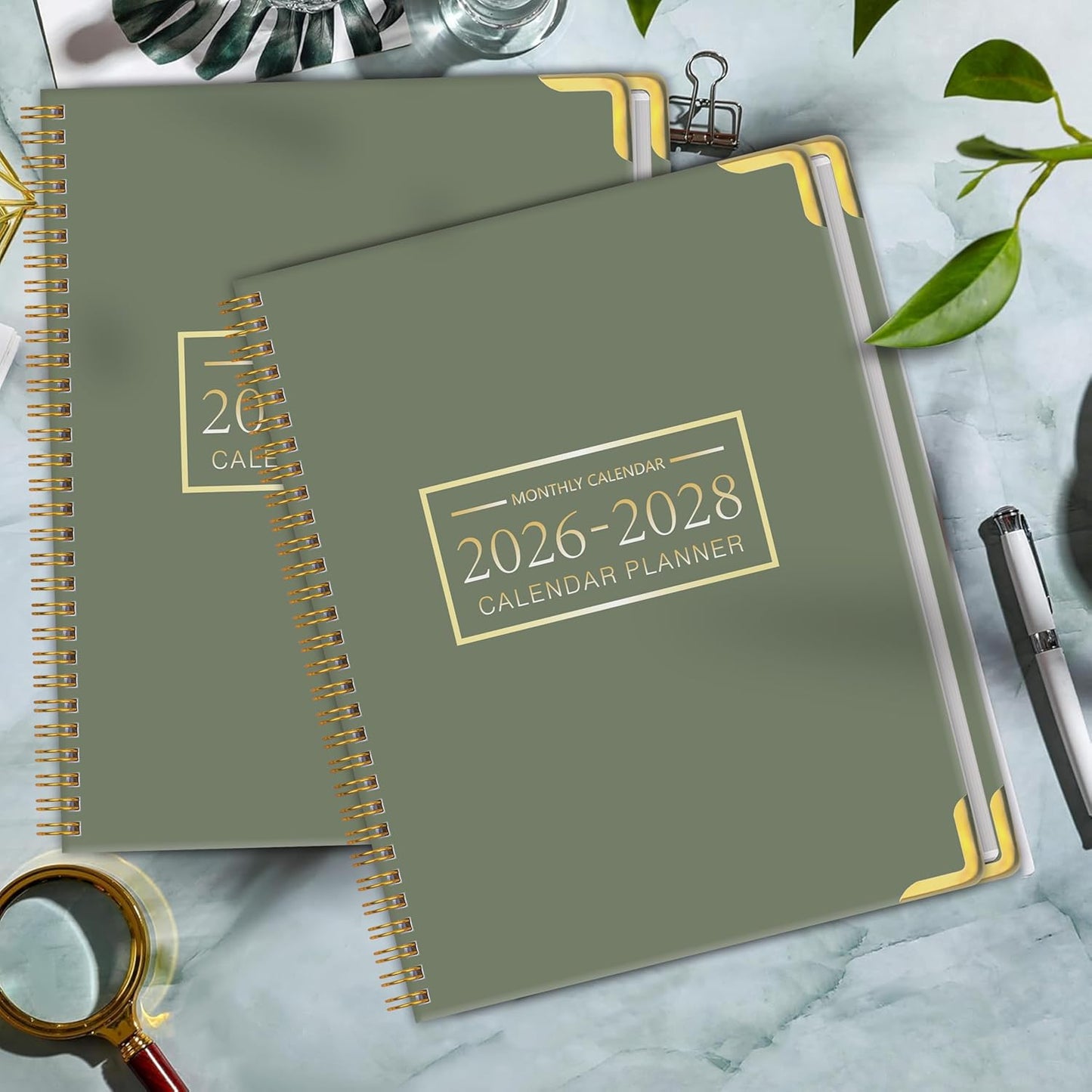 Monthly Planner 2026-2028, Hardcover 3 year calendar 2026-2027-2028 Calendar Book from Jan 2026 - Dec 2028, 9“ x 11”, Spiral Bound,Organizer for Office, School, and Home,Green