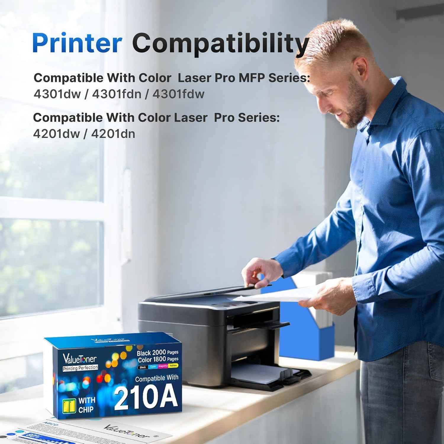 210A Toner Cartridges 4 Pack (with Chip) - Replacement for HP 210A 210X Toner Cartridges for HP Color LaserJet Pro MFP 4301fdw Toner, MFP Pro 4301fdn 4201dw 4201dn 4301 4201 Series Printer W2100A