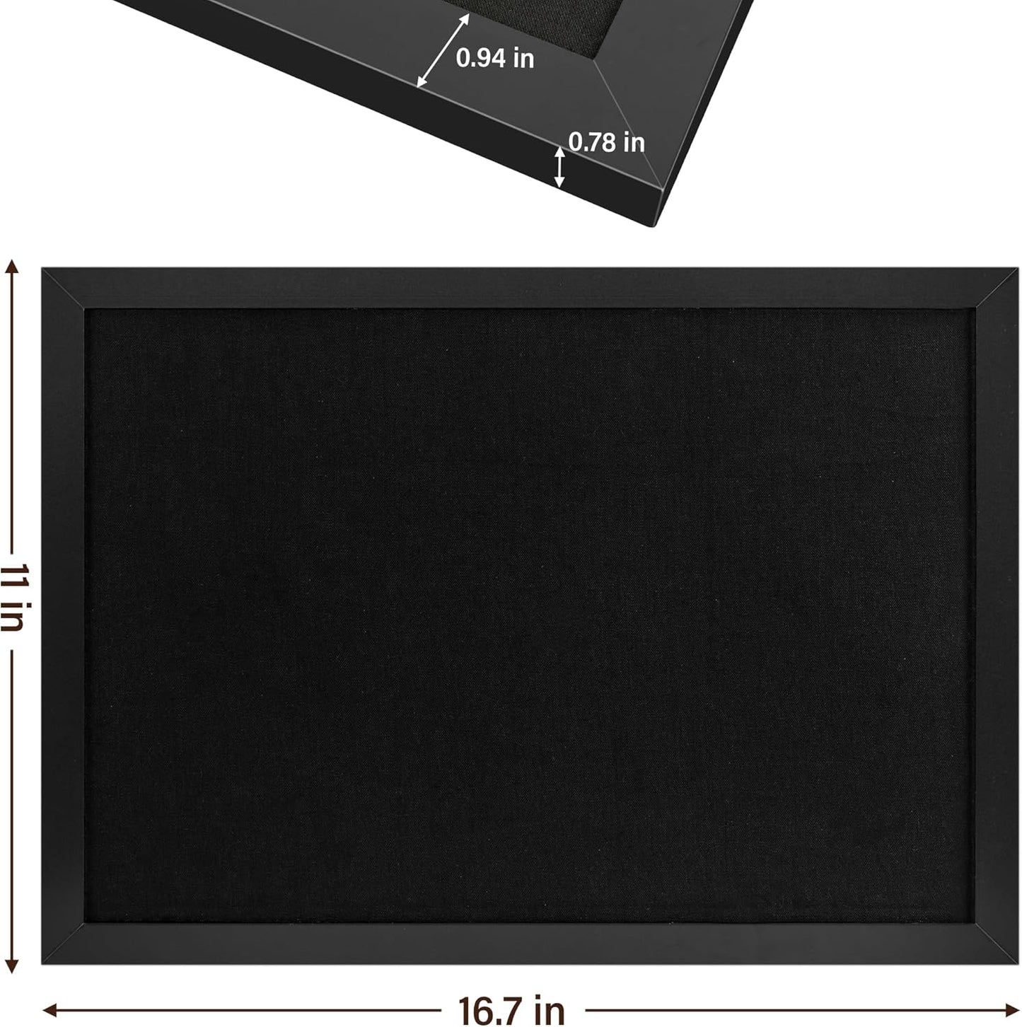 Black Cork Board Bulletin Board 16.7" x 11", 2-Pack Small Linen Corkboards with Frame for Walls, Cute Picture Display Pin Board Vision Board for Room School Office Bedroom 25 Pushpins - Lumora Desk