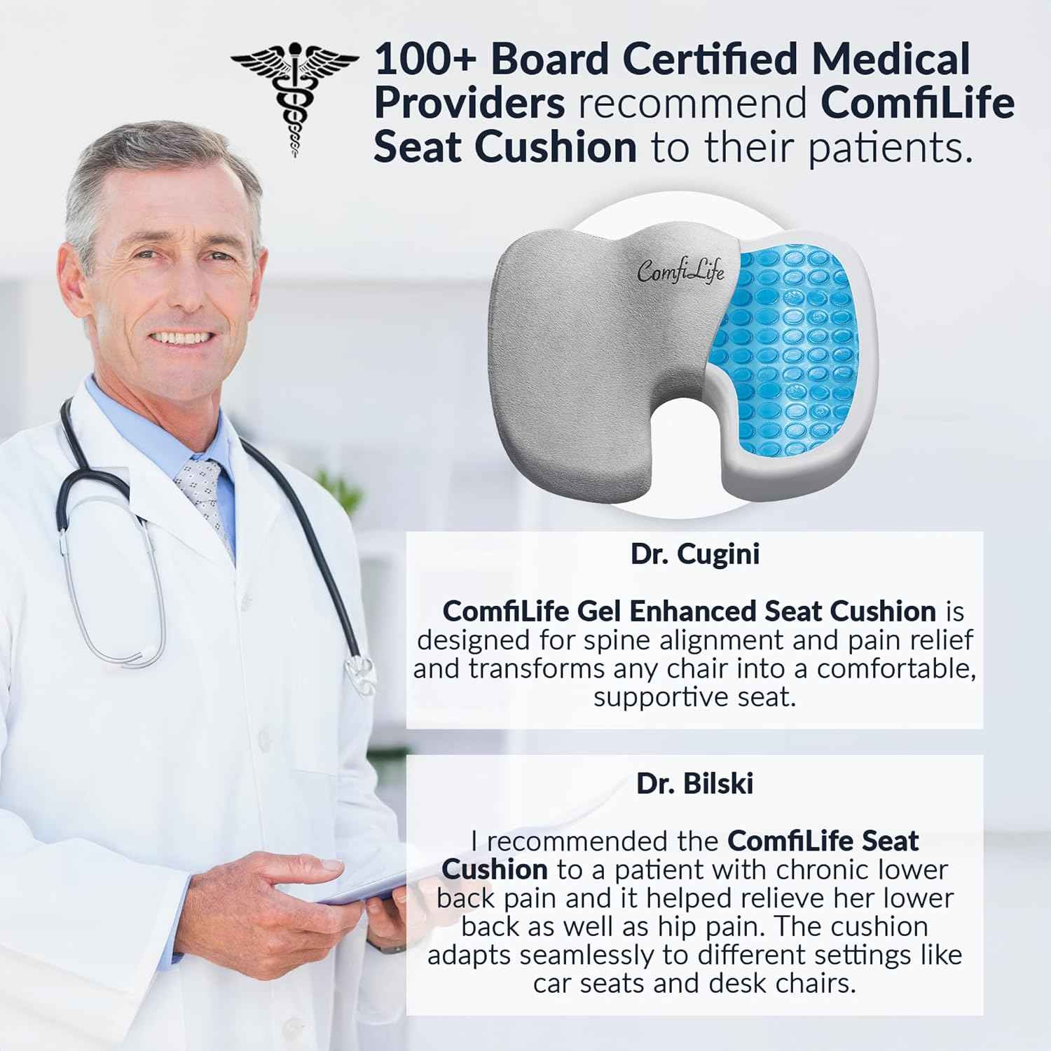 ComfiLife Gel Enhanced Seat Cushion & Lumbar Support Pillow Bundle – Ultimate Comfort and Pain Relief for Sitting
