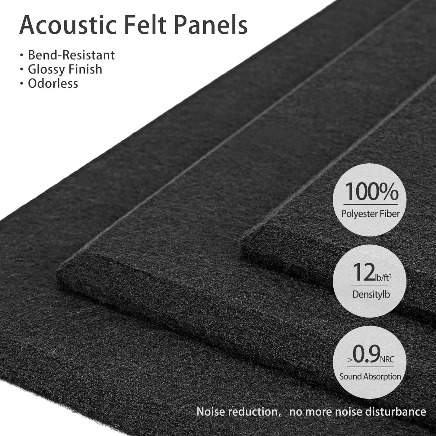 Large Cork Board Alternative 48" x 36", 12 Pack Felt Bulletin Board with 72 Safe Removable Adhesive Tabs, Black Felt Board Pin Boards for Walls Office Home Decor