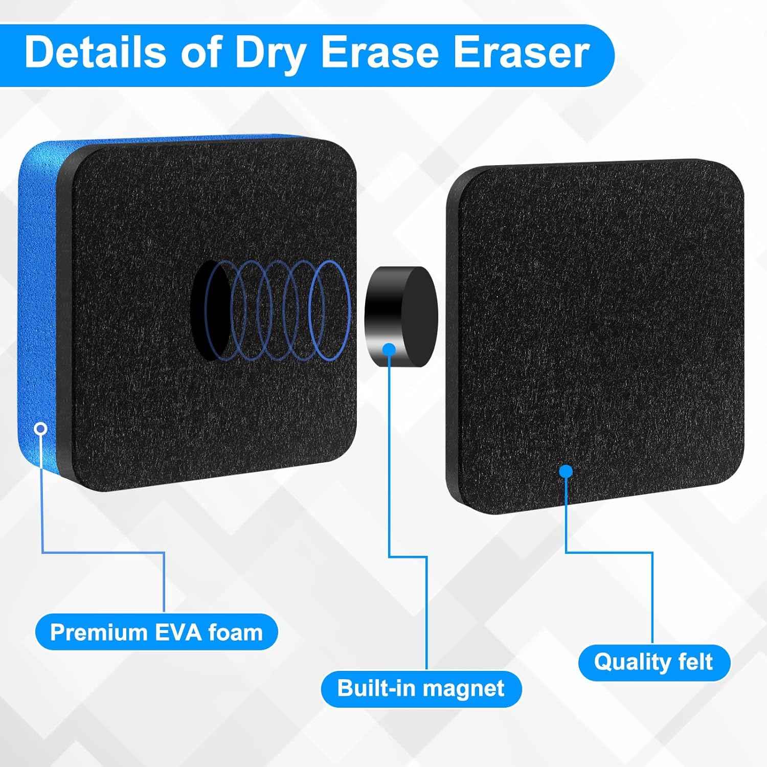200 Packs Cube Dry Erase Eraser Bulk, Mini Magnetic Whiteboard Dry Erasers Chalkboard Cleaner Wiper for Classroom, School, Home, and Office Supplies