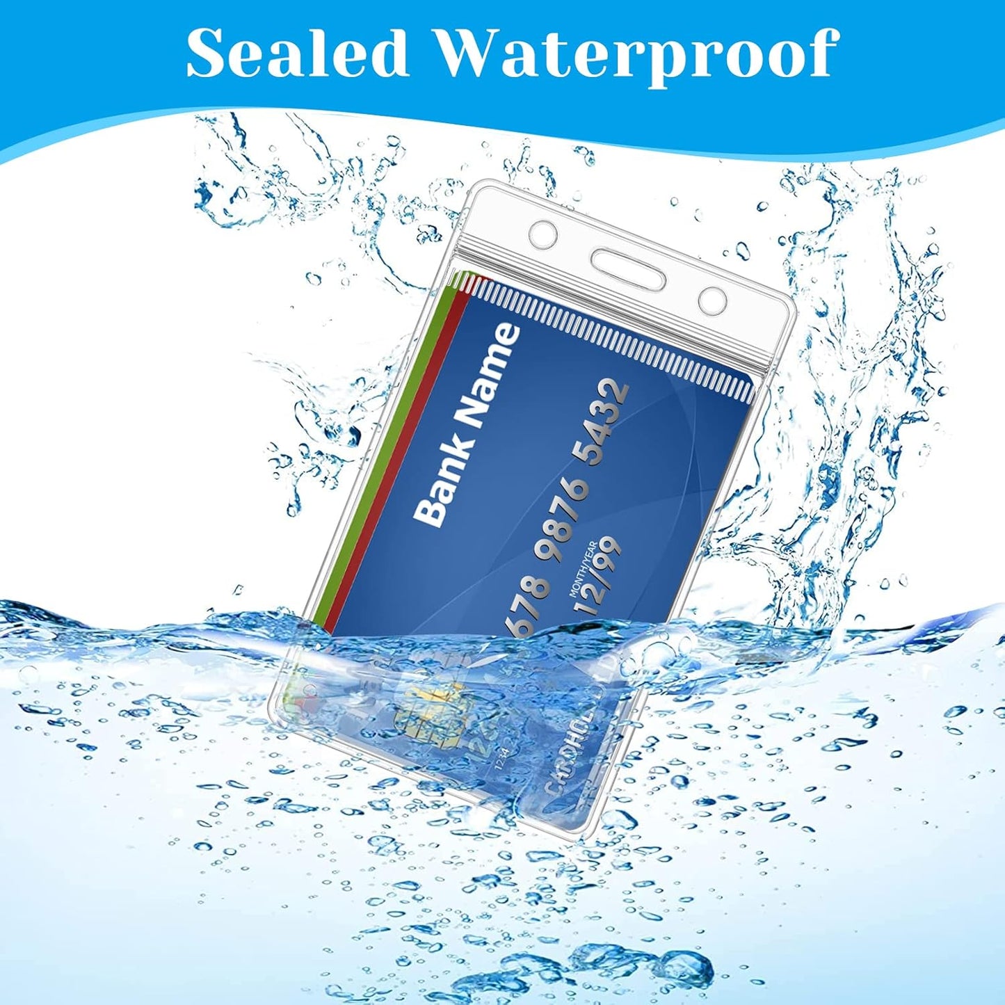 600 Pack Badge Holder, Plastic ID Badge Holder, Clear Waterproof ID Card Holder with Resealable Zip, 2.5" x 3.8" Vertical Name Tag Holder for Nurses and Office, Fits ID Card/Credit Card/Student Card