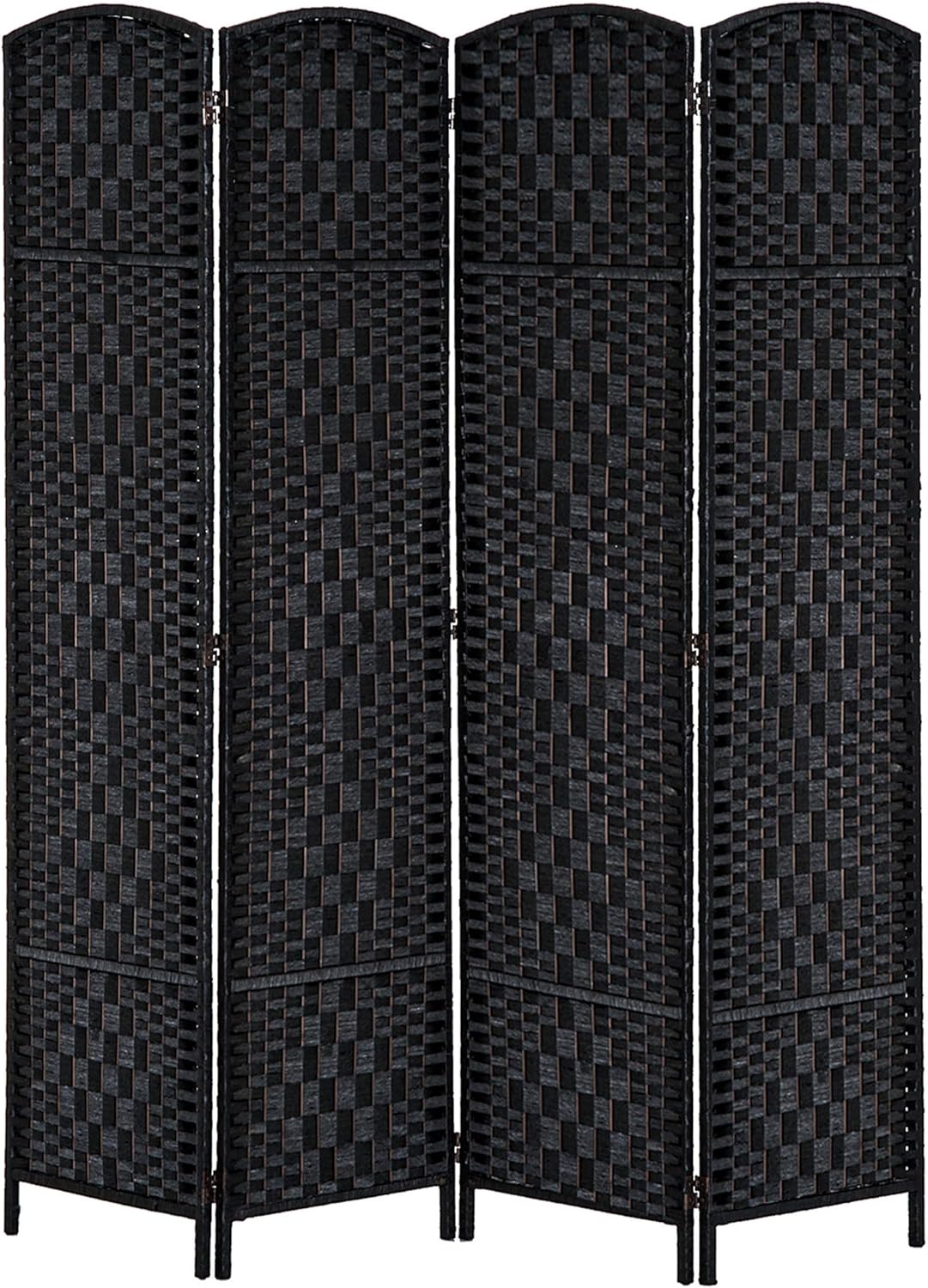 HOMCOM Room Divider 4 Panels Folding Privacy Screen 6FT Tall Portable Wicker Weave Partition Wall Divider for Bedroom Home Office, Black - Lumora Desk
