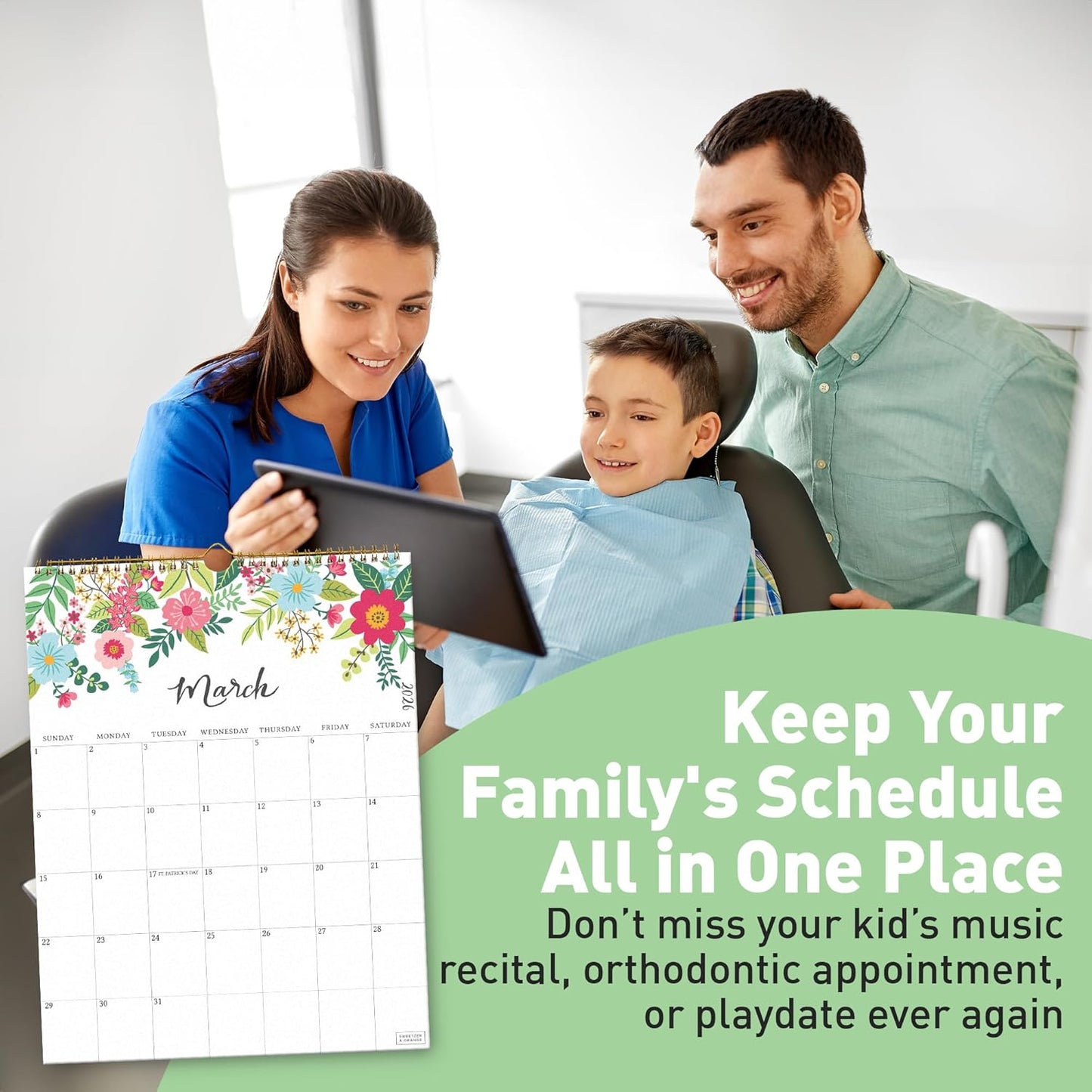 S&O Vertical Floral 2026 Wall Calendar - Tear-Off Monthly Calendar through December 2026-18 Month Academic Wall Planner - Hanging Organizer to Track Anniversaries & Appointments - 13.5"x10.5”in