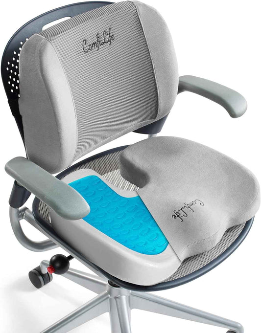 ComfiLife Gel Enhanced Seat Cushion & Lumbar Support Pillow Bundle – Ultimate Comfort and Pain Relief for Sitting