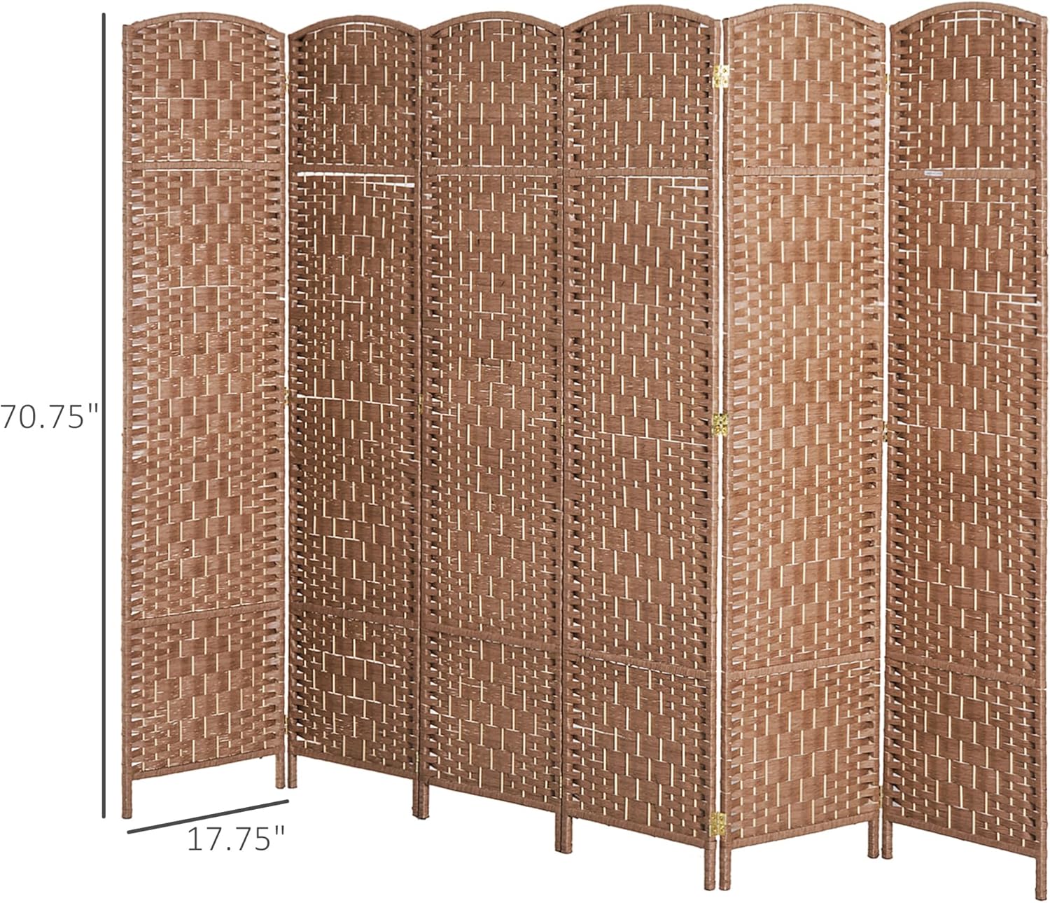NicBex Room Divider 6 Panel Room Dividers with Woven Rattan Design Partition Room Dividers and Folding Privacy Screens 6 FT Wall Divider for Office,Room Separation,106.25"W x 0.75"D x 70.75"H, Natural - Lumora Desk