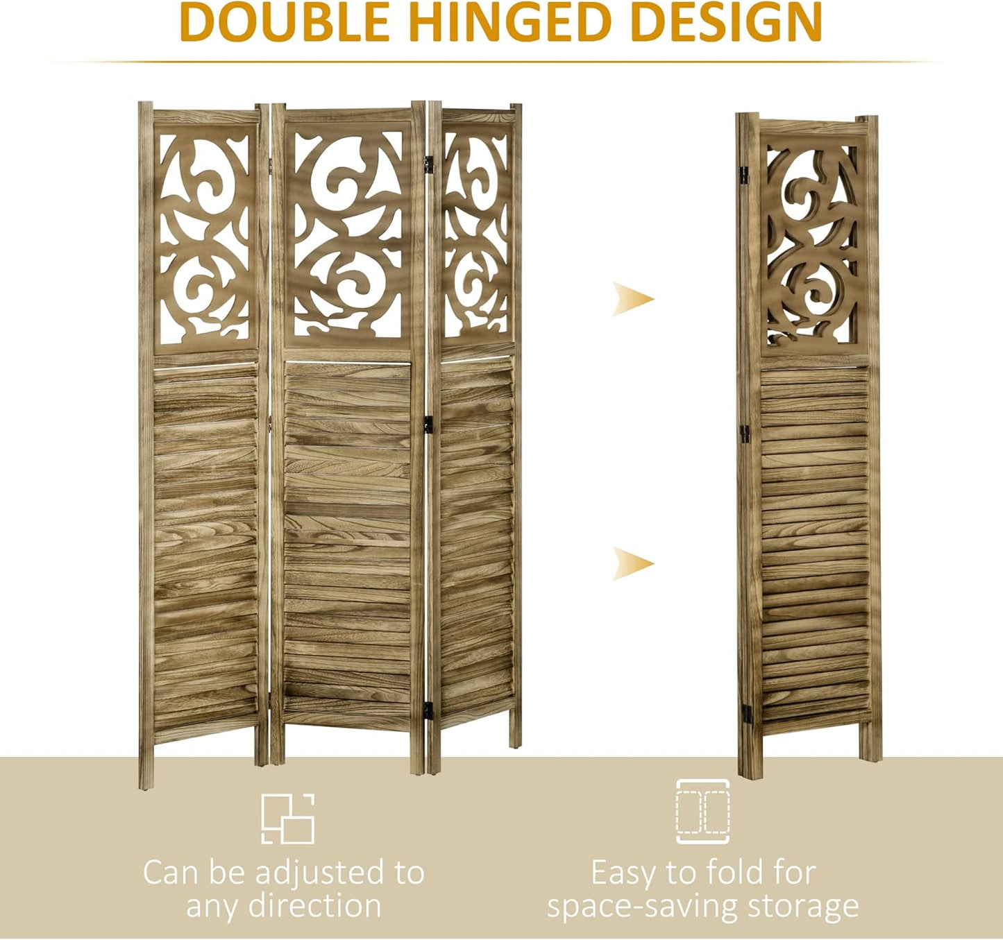 NicBex Room Divider 3 Panel Room Dividers with Floral Design Partition Room Dividers and Folding Privacy Screens 5.5 FT Wall Divider for Home, Office, Room Separation,47.25"W x 0.75"D x 67"H, Brown - Lumora Desk