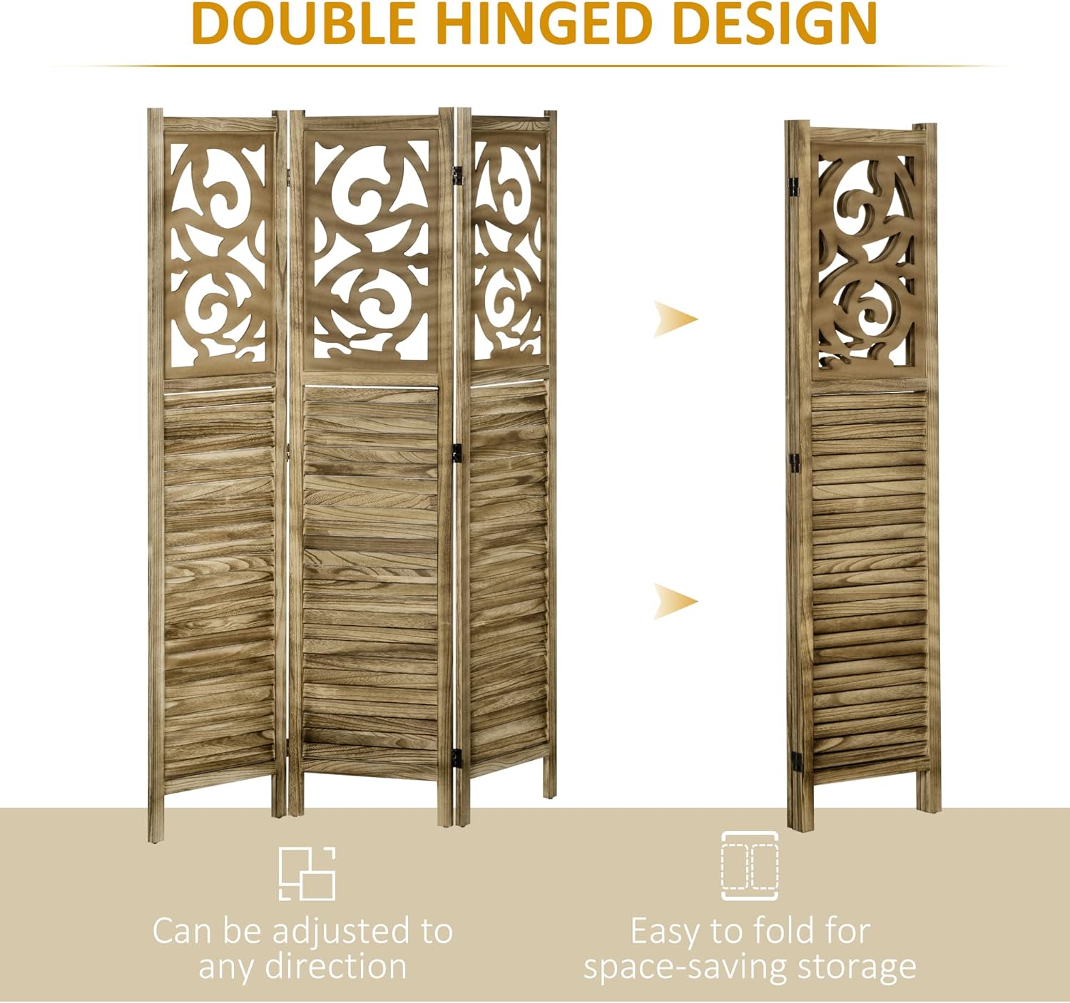 NicBex Room Divider 3 Panel Room Dividers with Floral Design Partition Room Dividers and Folding Privacy Screens 5.5 FT Wall Divider for Home, Office, Room Separation,47.25"W x 0.75"D x 67"H, Brown - Lumora Desk