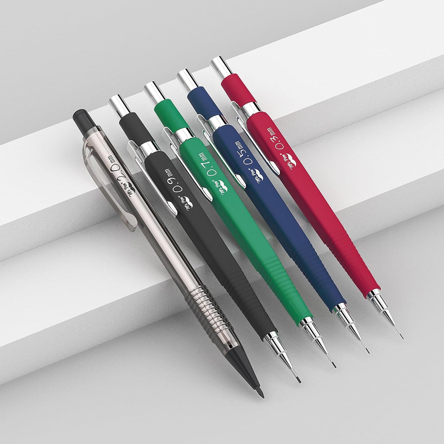 Mr. Pen Mechanical Pencil Set with Lead and Eraser Refills, 5 Sizes - 0.3, 0.5, 0.7, 0.9 and 2 Millimeters, Drafting, Sketching, Illustrations, Architecture, Back to School Supplies
