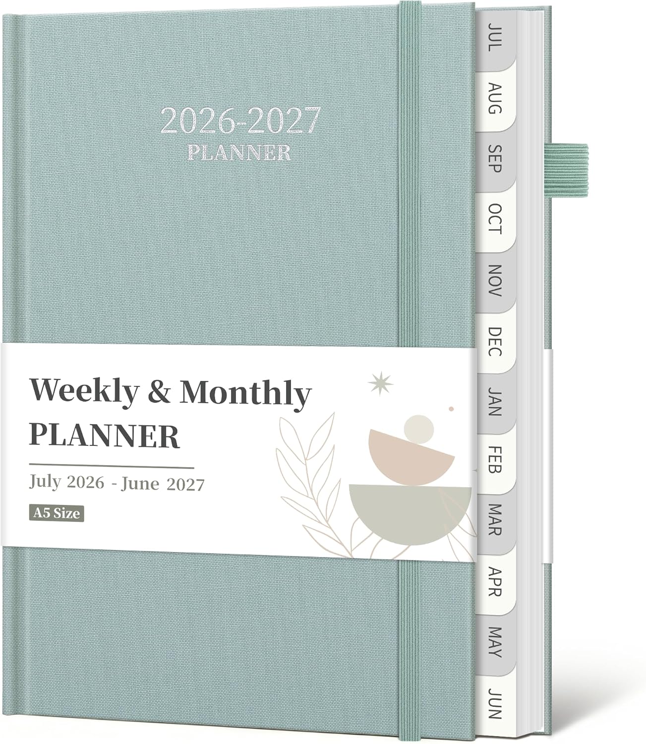 2026-2027 Planner, Weekly and Monthly Calendar Planner from July 2026 - June 2027, 6" x 8.5" Linen Hardcover Agenda Book with Tabs, Pen Holder, Inner Pocket for Office School, Blue