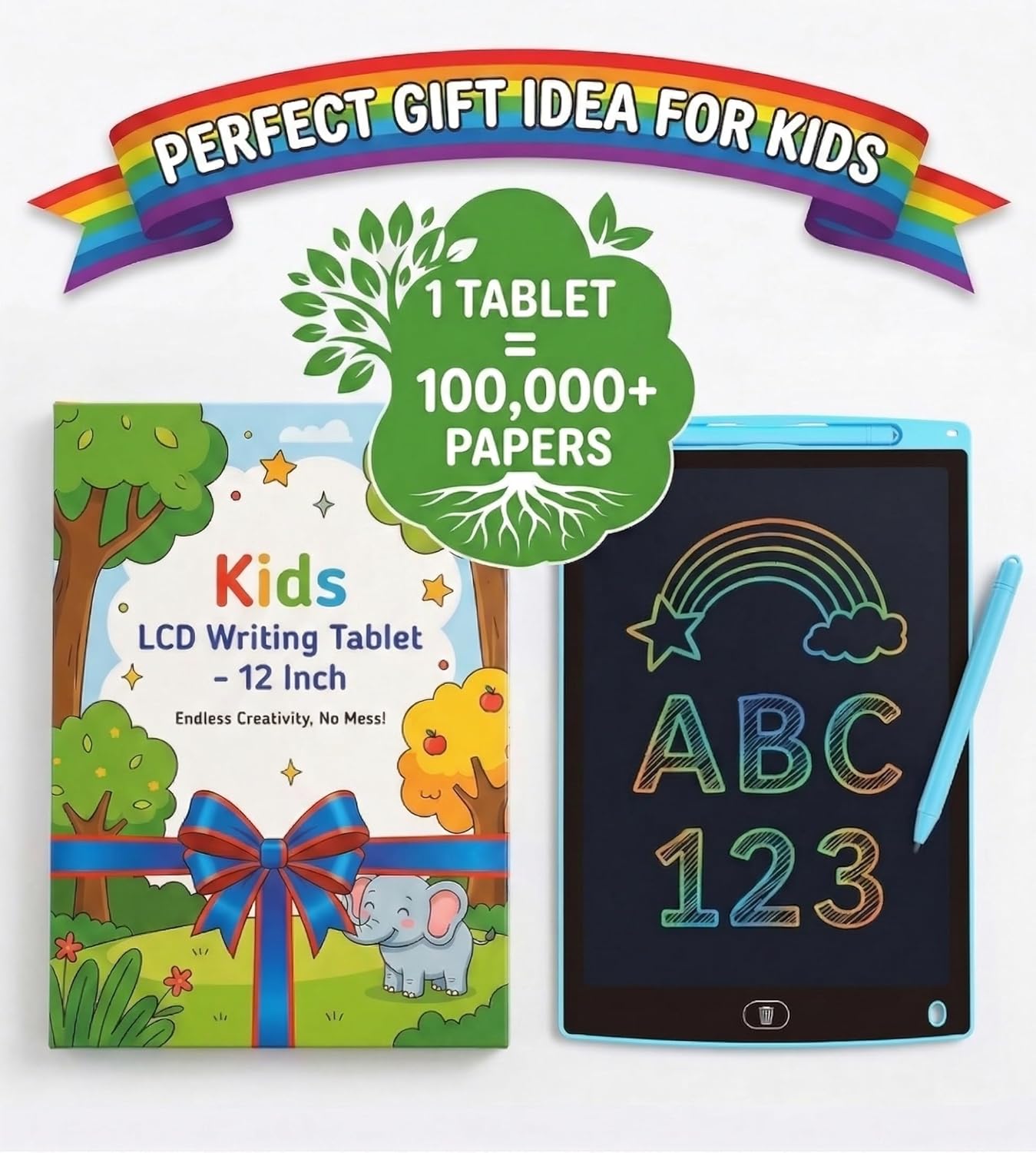10 Inch LCD Writing Tablet for Kids, Colorful Screen Doodle Board Drawing Pad, Toddler Travel Essential Toys for Airplane & Car, Mess-Free Educational Gift for Boys Girls 3 4 5 6 7 8 Year Old(Blue)
