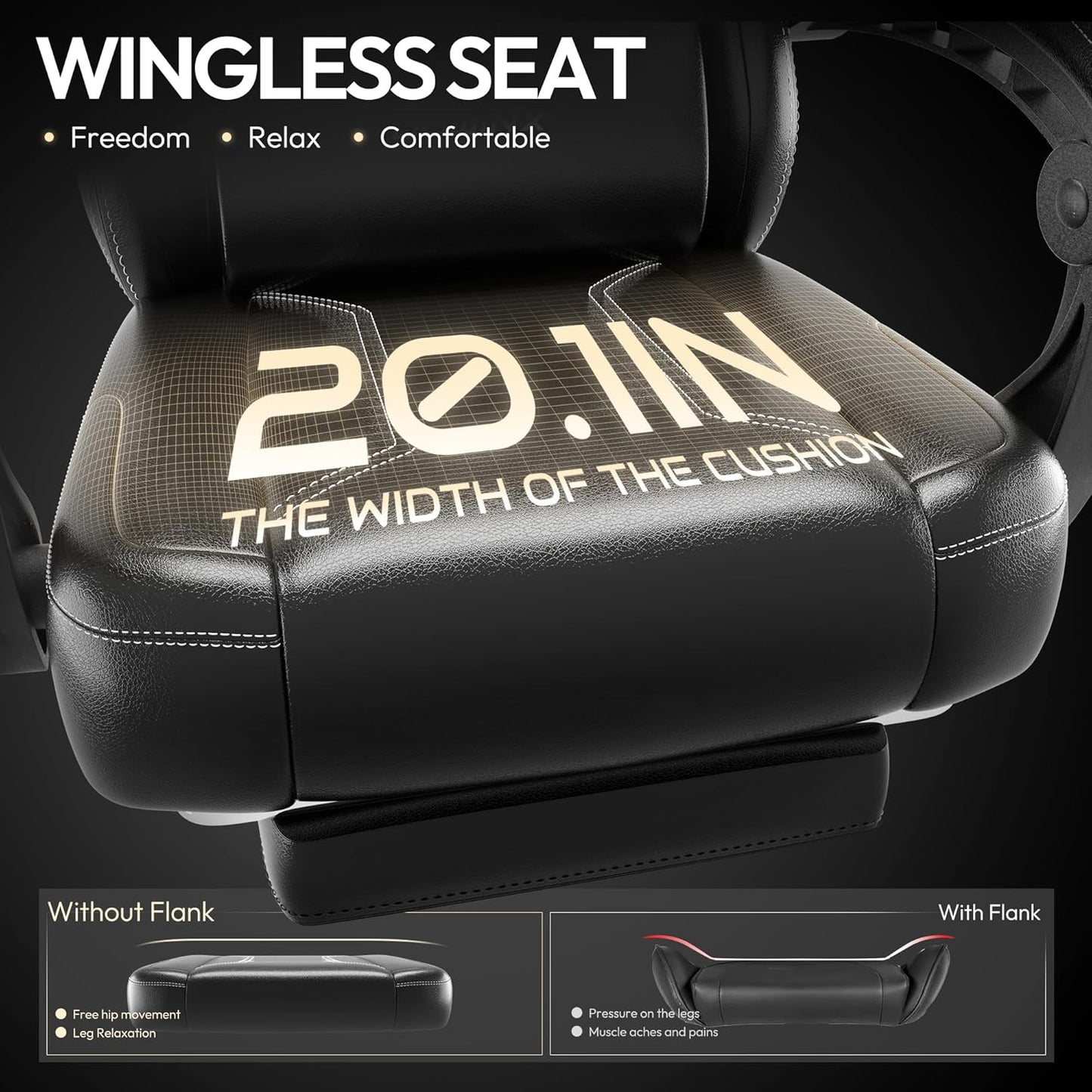 Dowinx Gaming Chair with Pocket Spring Cushion, Ergonomic Computer Chair with Massage Lumbar and Footrest for Adults, High Back Game Chair Leather for Office Gaming 300LBS, Black
