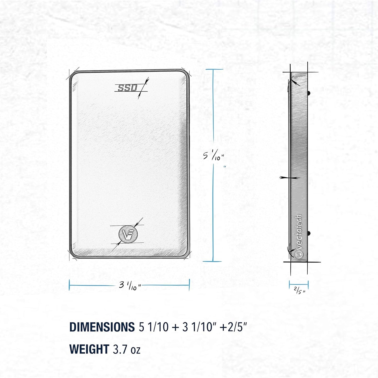 2TB External SSD USB-C Portable Solid State Drive (USB 3.1 Gen 2) | 3D NAND Flash | Rapid by VectoTech