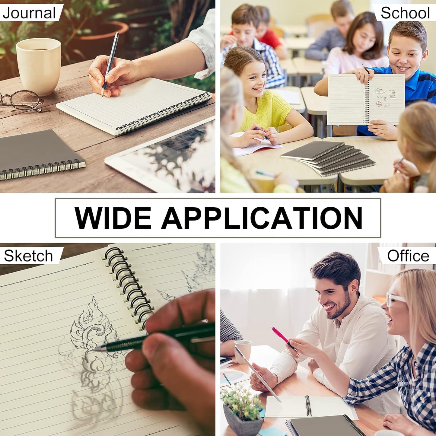 Yahenda Spiral Notebook A5 College Ruled Journal Notebooks Lined 8.3'' x 5.5'' Bulk Writing Paper Notebook for Office Business School Supplies Christmas End of Year Gift(Dark Gray,18 Pcs)