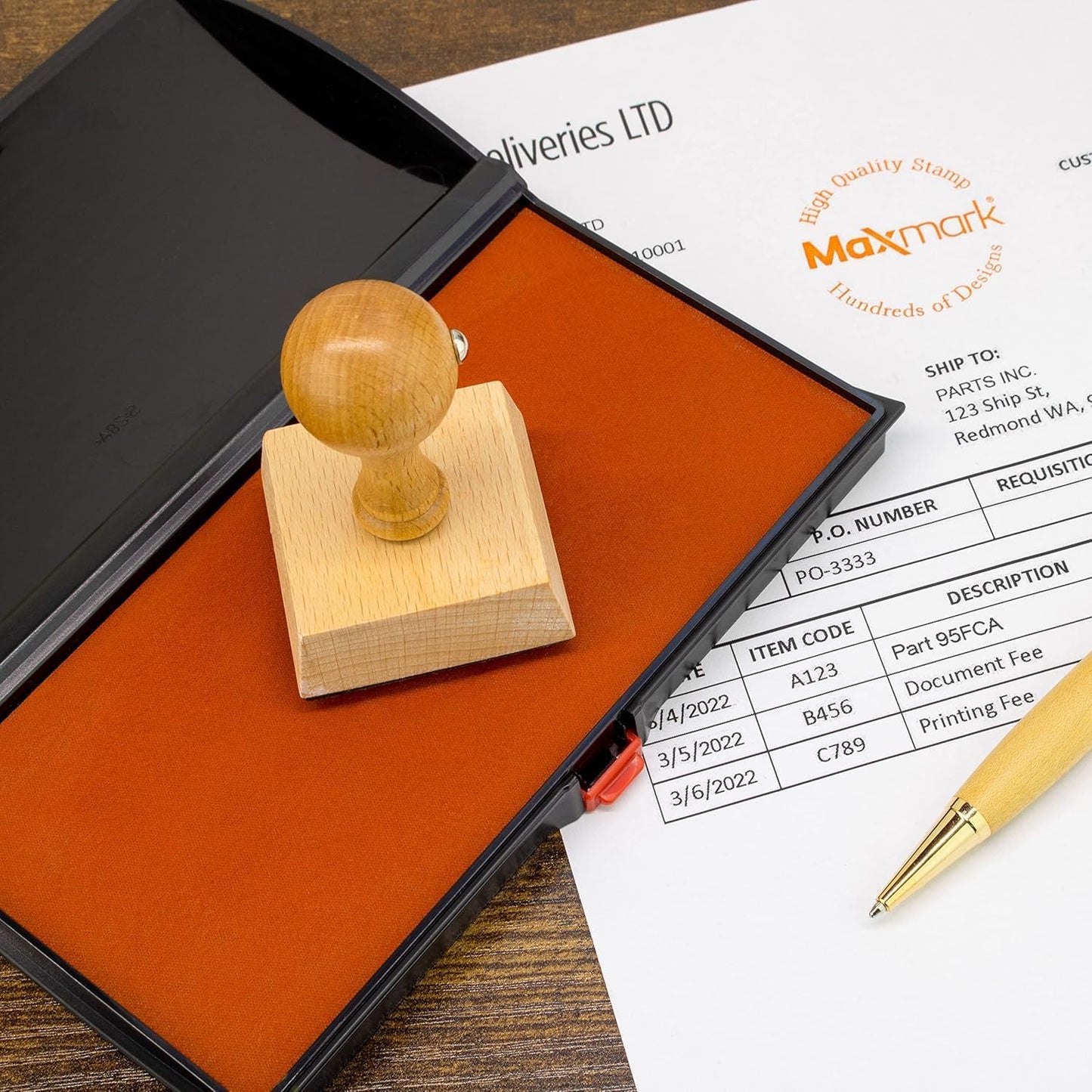 Large Premium Brown Ink Stamp Pad - 3" by 6" - Quality Felt Pad - Case with Closing snap