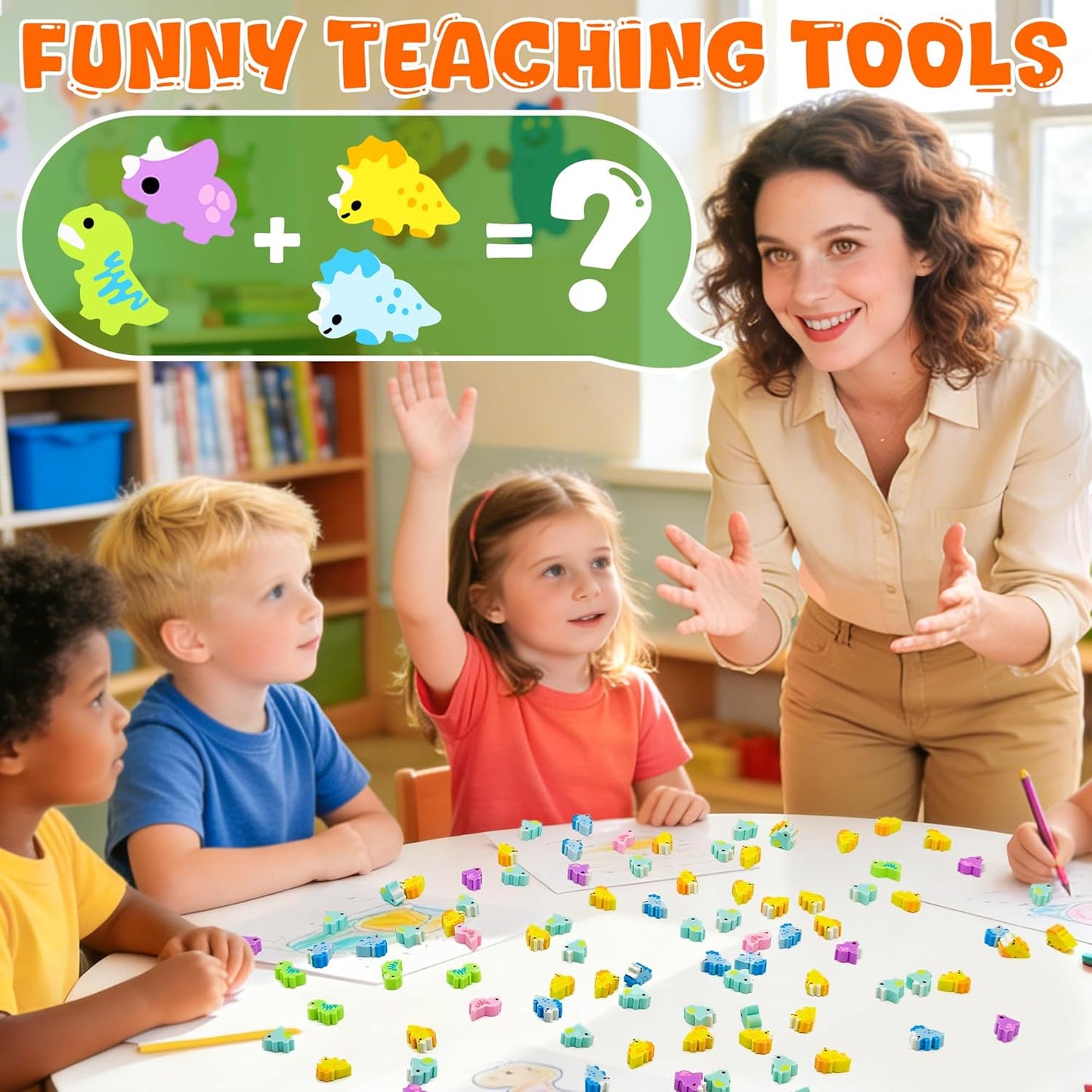 200pcs Dinosaur Mini Erasers for Kids, Bulk Cute Pencil Erasers Small Fun Erasers for Classroom Rewards Party Favors Gift Filling Eraser