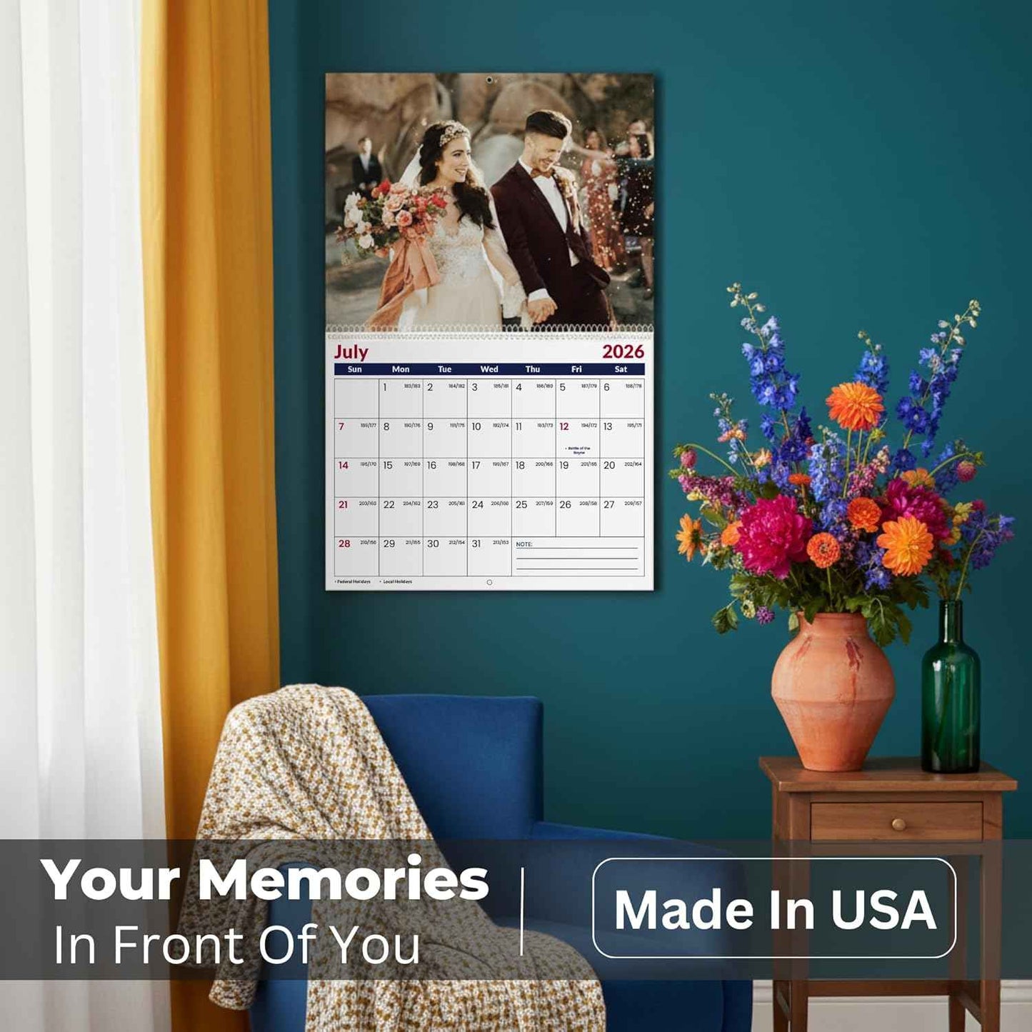 Custom Photo Wall Calendar 2026 for Home & Office - Print Your 13 Memories & Make Your Own Personalized Calendar 2026 - Customized Christmas Gift