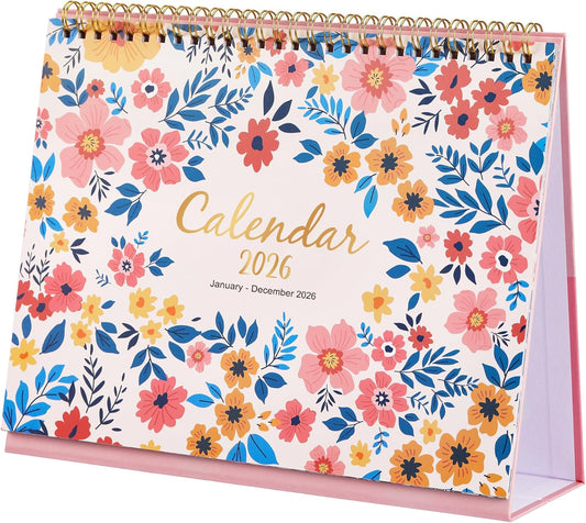 2026 Desk Calendar - Jan. 2026 – Dec. 2026, Standing Flip Calendar 2026, 12 Months Desktop Calendar, 10" x 8.3", Thick Paper, Strong Binding, Stand Up, with Memo Pages ＆ Blank Blocks