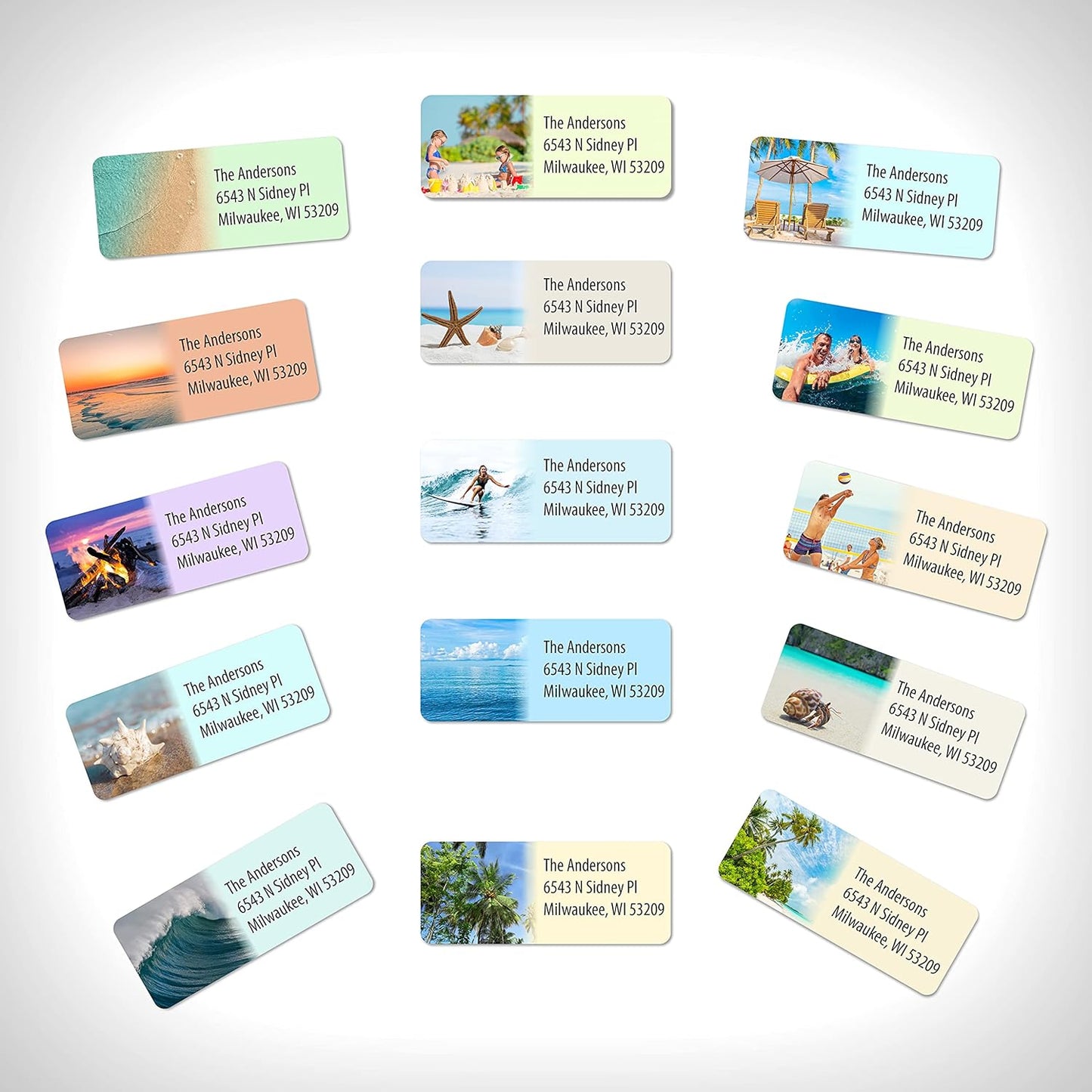 Customized Personalized Address Labels - Made in The USA by Kenco (500 Labels, Tropical Beach) - Lumora Desk
