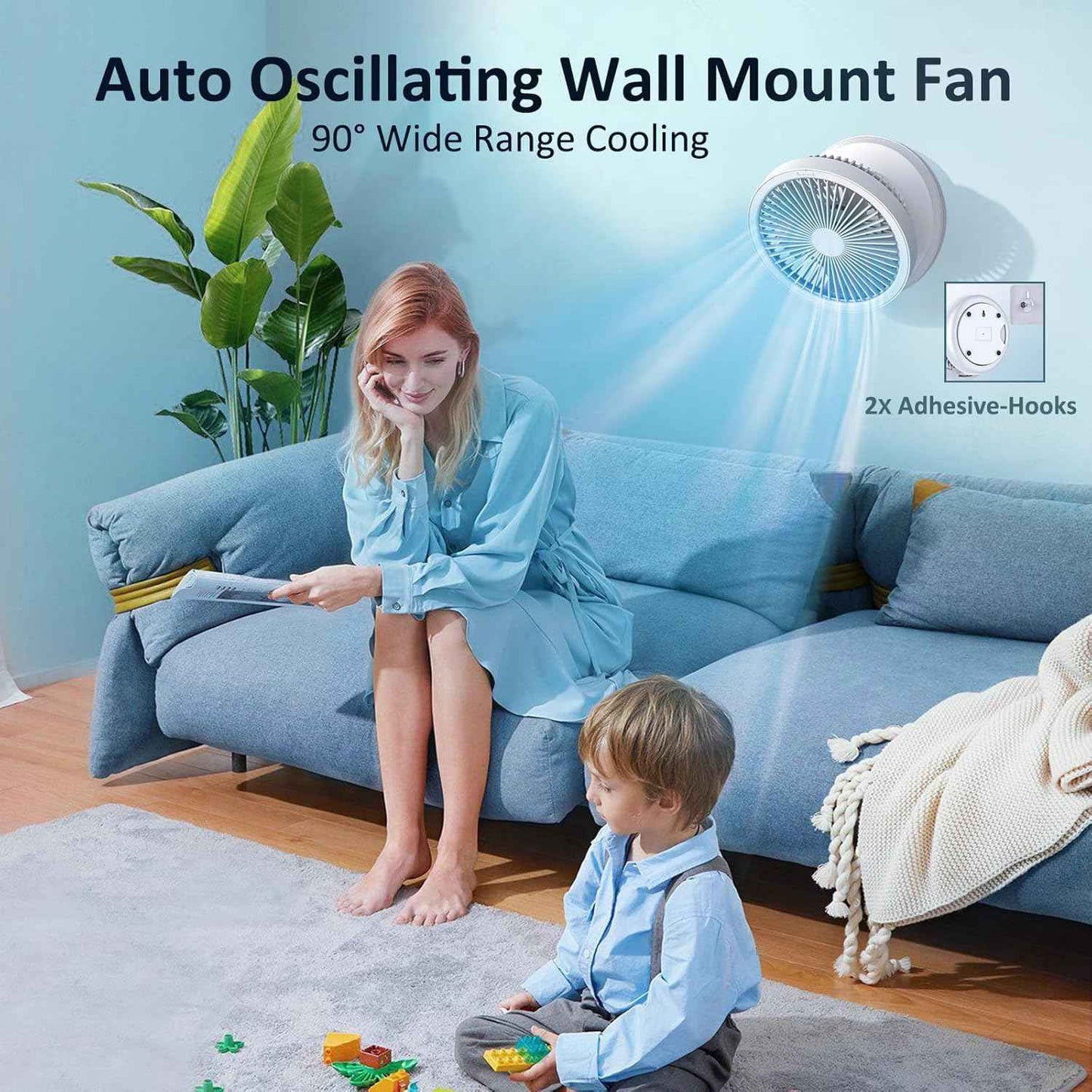 shinic Foldable Small Desk Fan with LED Night Light, USB Rechargeable Portable Wall-Mounted Fan, 4 Speeds Quiet Hanging Fan for Bedroom, Office, Dorm, Camping, Outdoor Use
