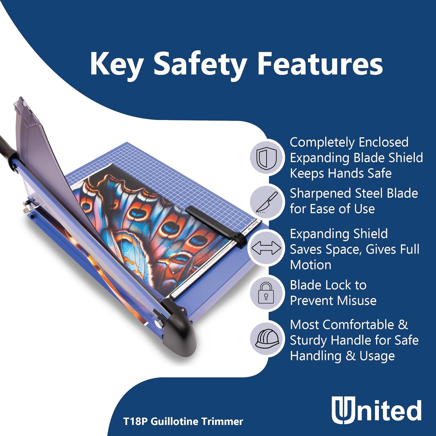 United Office Products T18P Professional Guillotine Paper Trimmer, Sturdy Metal Base, 18" Cut Length, 40 Sheet Capacity, Paper Cutter for Offices, Schools and Crafts