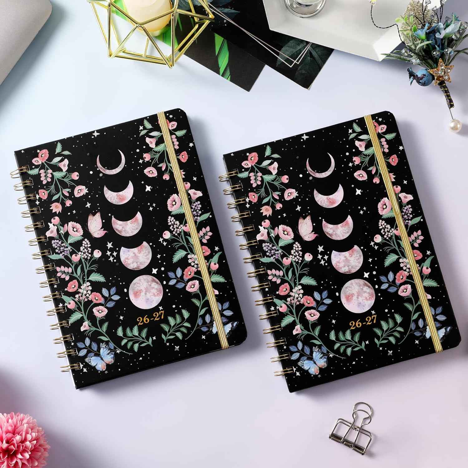 Planner 2026-2027 - 2026-2027 Planner Weekly and Monthly with Tabs, Jul. 2026 - Jun. 2027, 6.3" x 8.4", Planners 2026-2027 with Back Pocket + Thick Paper + Twin-Wire Binding - Moon