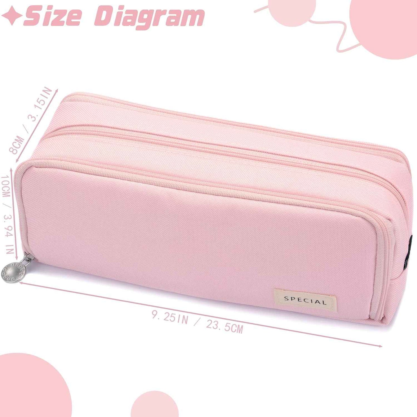 Large Capacity Special Aesthetic Pencil Case Organizer with 3 Compartments, Big Preppy School Pencil Pouch Bag for Girls Women Adults, Pencil Holder Pen Pouch Cases (Pink 1)