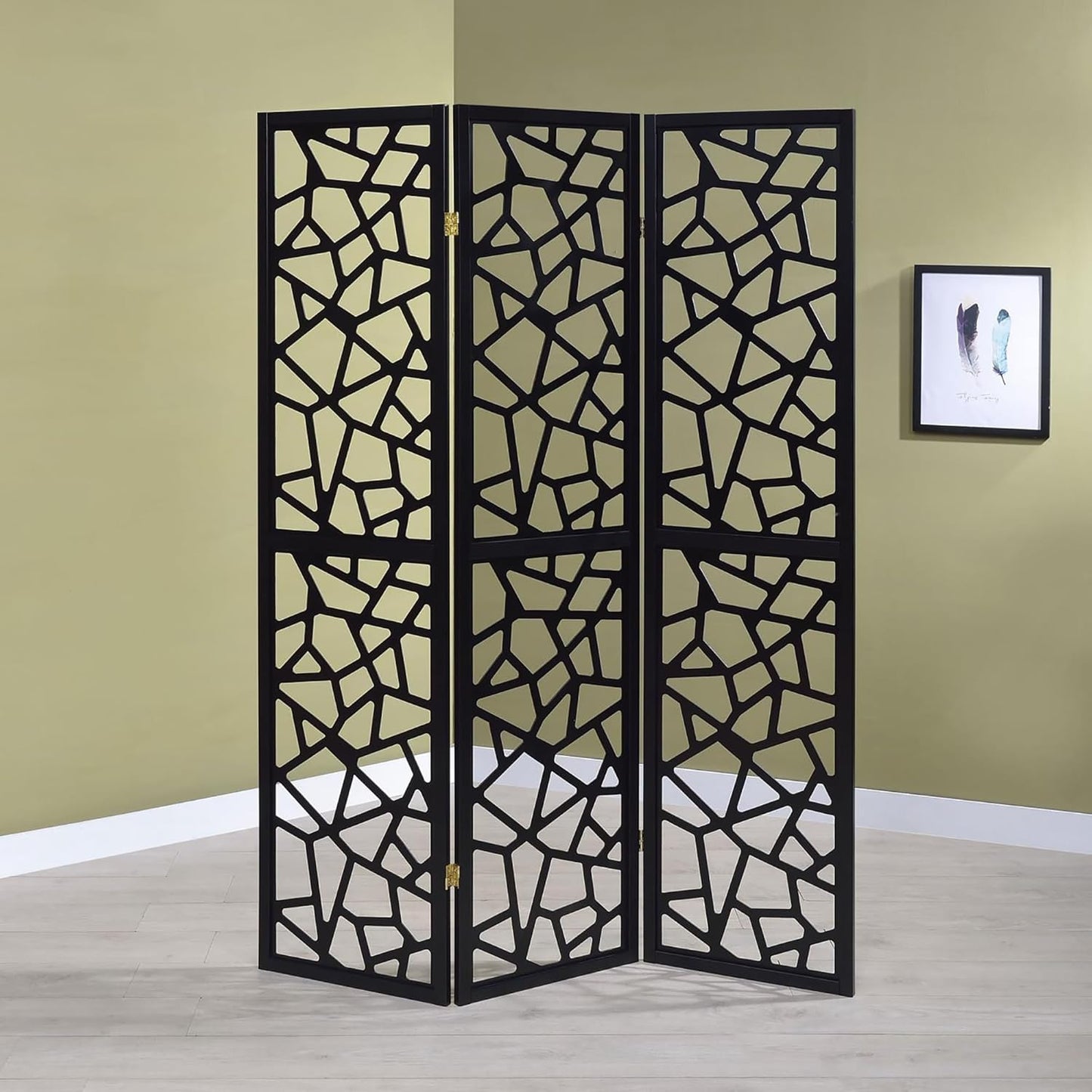 NicBex Room Divider 3 Panel Room Dividers with Complex Pattern Designs Partition Room Dividers and Folding Privacy Screens Wall Divider for Home, Office, Room Separation,52"W x 0.75"D x 70.25"H, Black - Lumora Desk